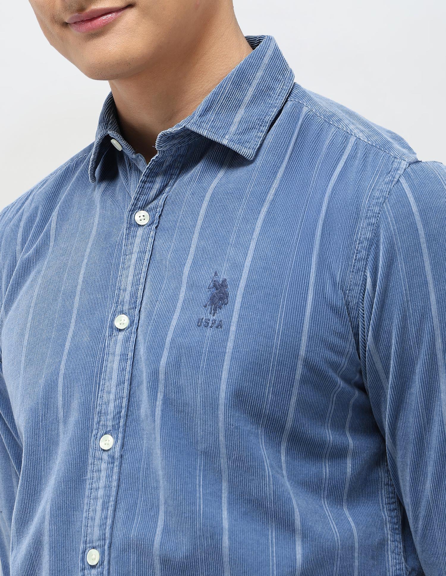 Pure Cotton Slim Fit Shirt Indigo - U.S. POLO ASSN. | Large