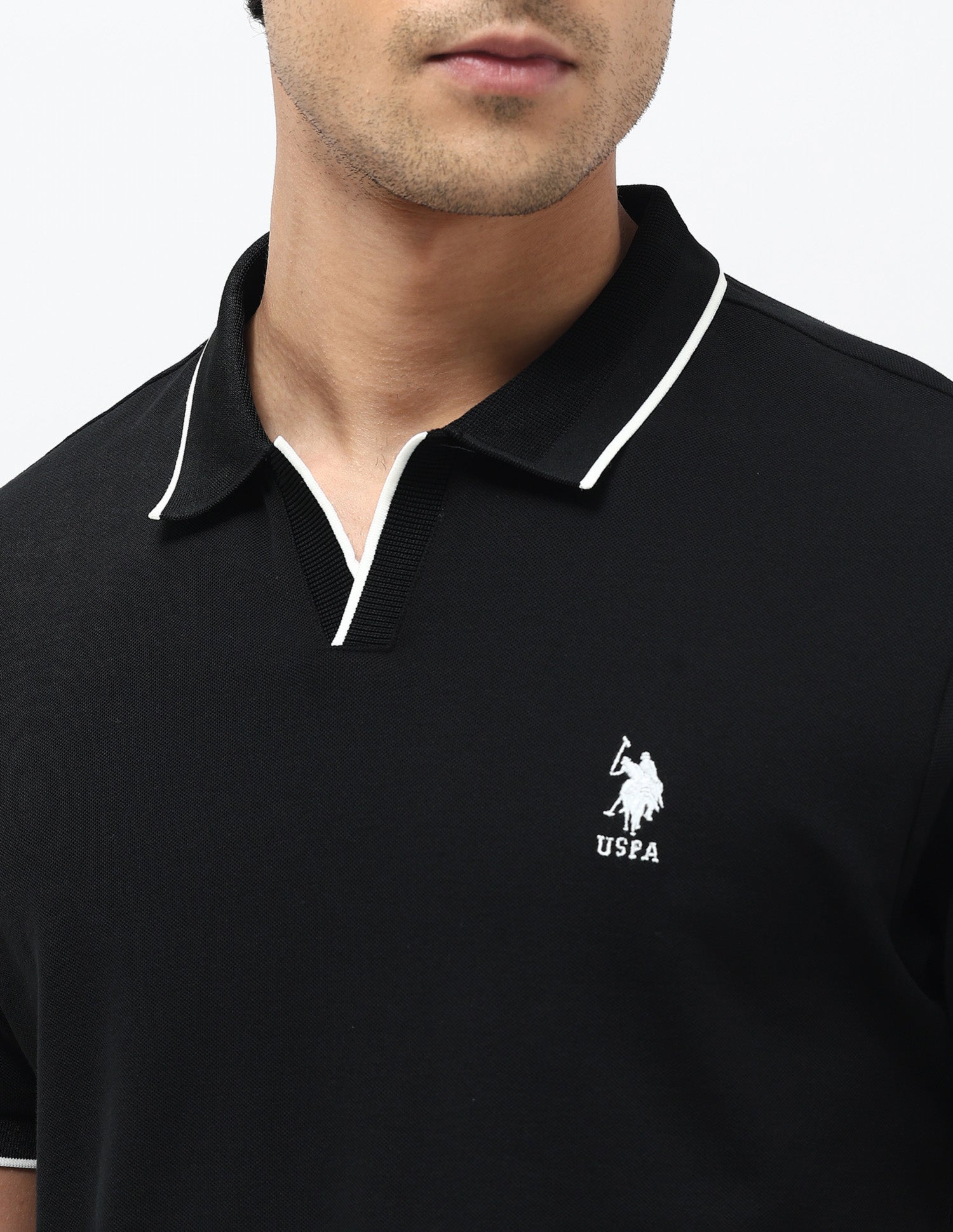 Solid Regular Fit Polo Shirt Black - U.S. POLO ASSN. | Large