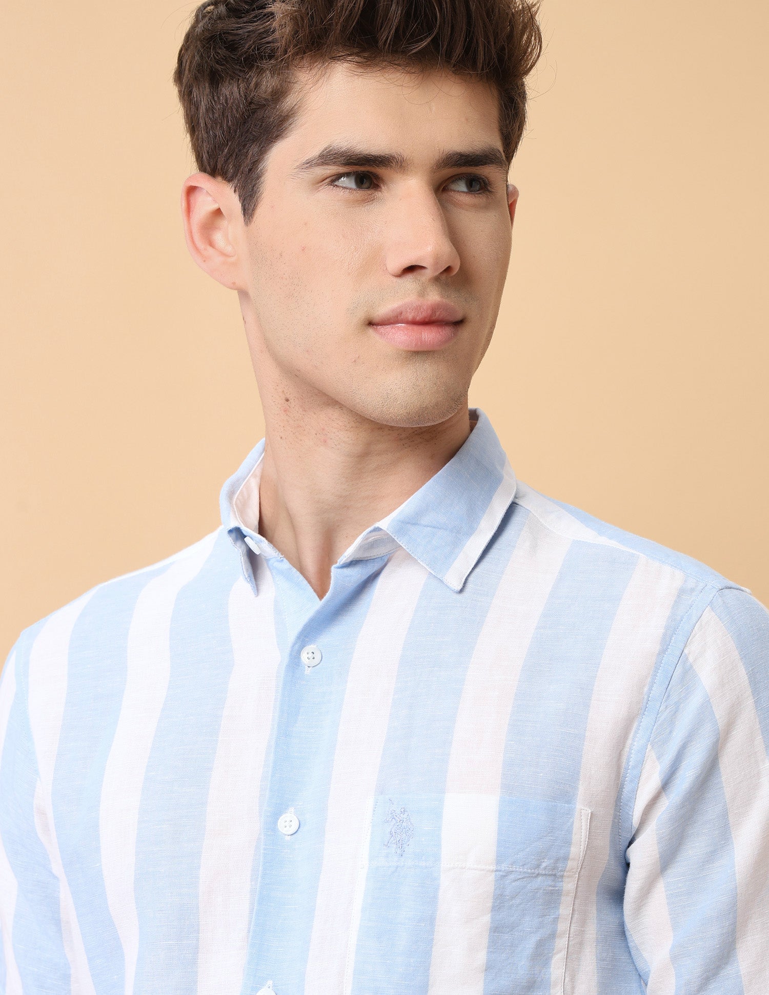 Pacho X Vertical Striped Regular Fit Shirt Blue - U.S. Polo Assn. India | Large