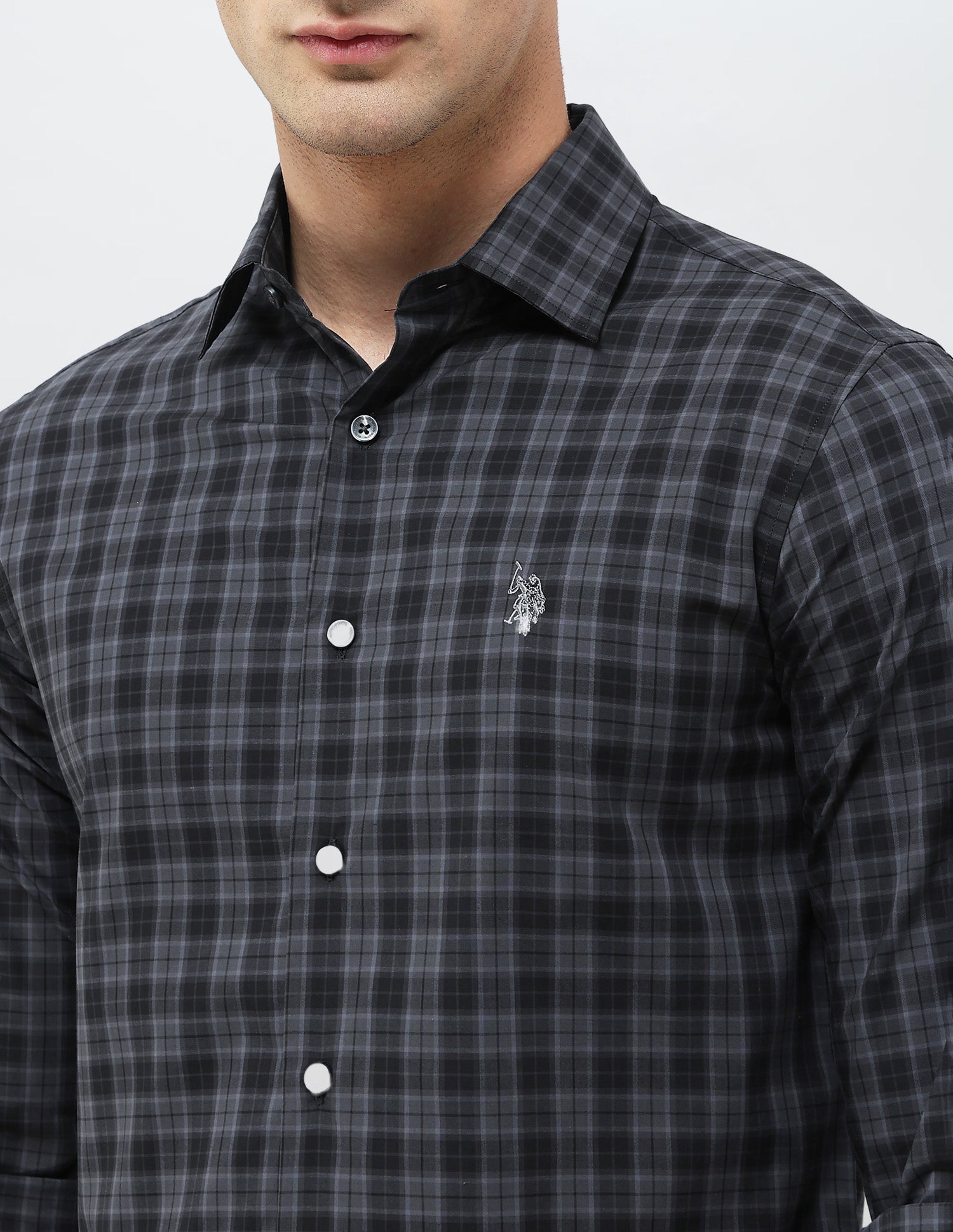 Regular Fit Tartan Checked Shirt Dark Grey - U.S. POLO ASSN. | Large