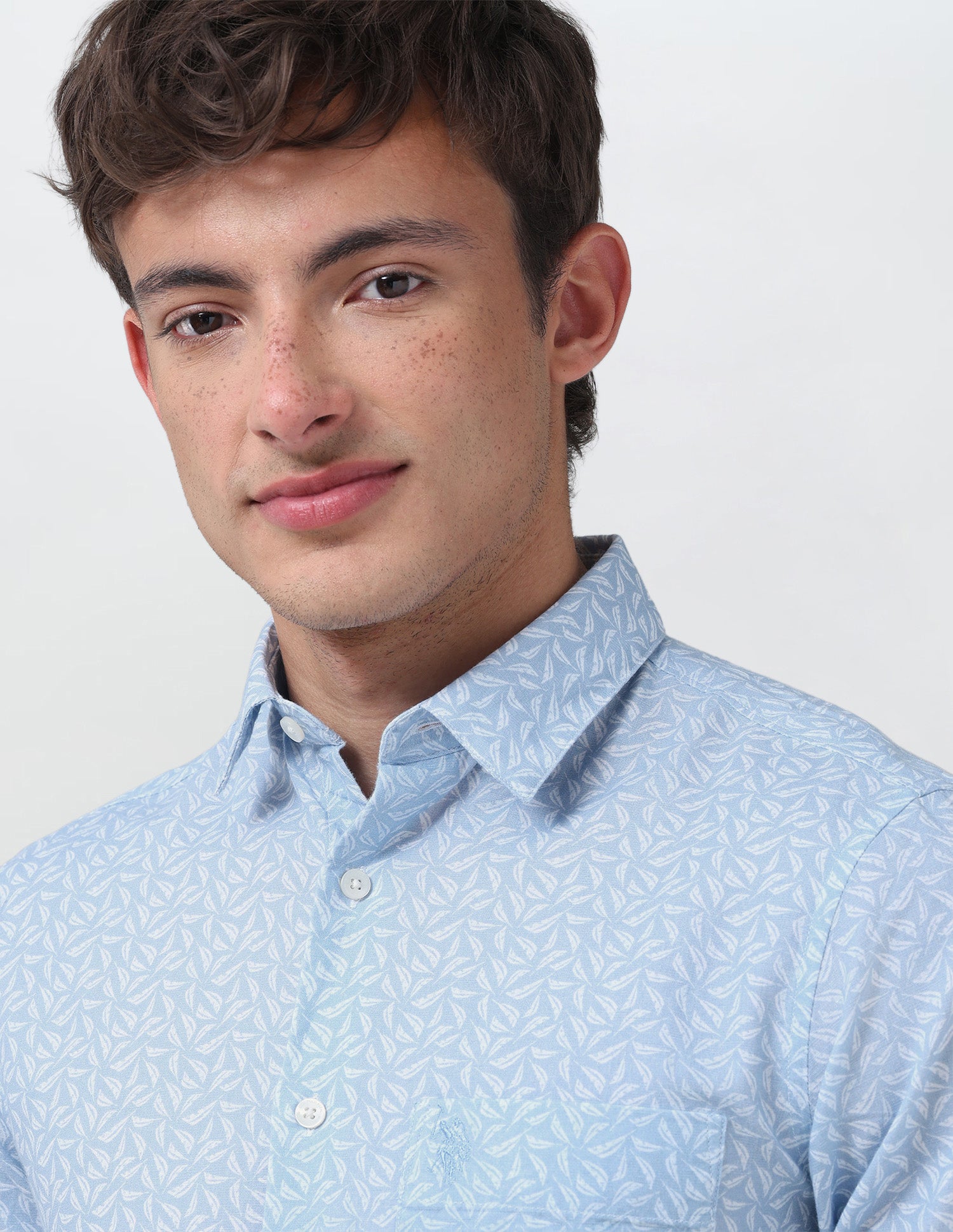 Pacho X Tropical Printed Regular Fit Shirt Light Blue - U.S. Polo Assn. India | Large