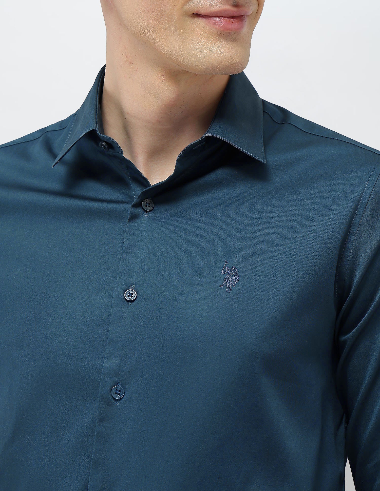Solid Tailored Fit Shirt Teal - U.S. Polo Assn. India | Large