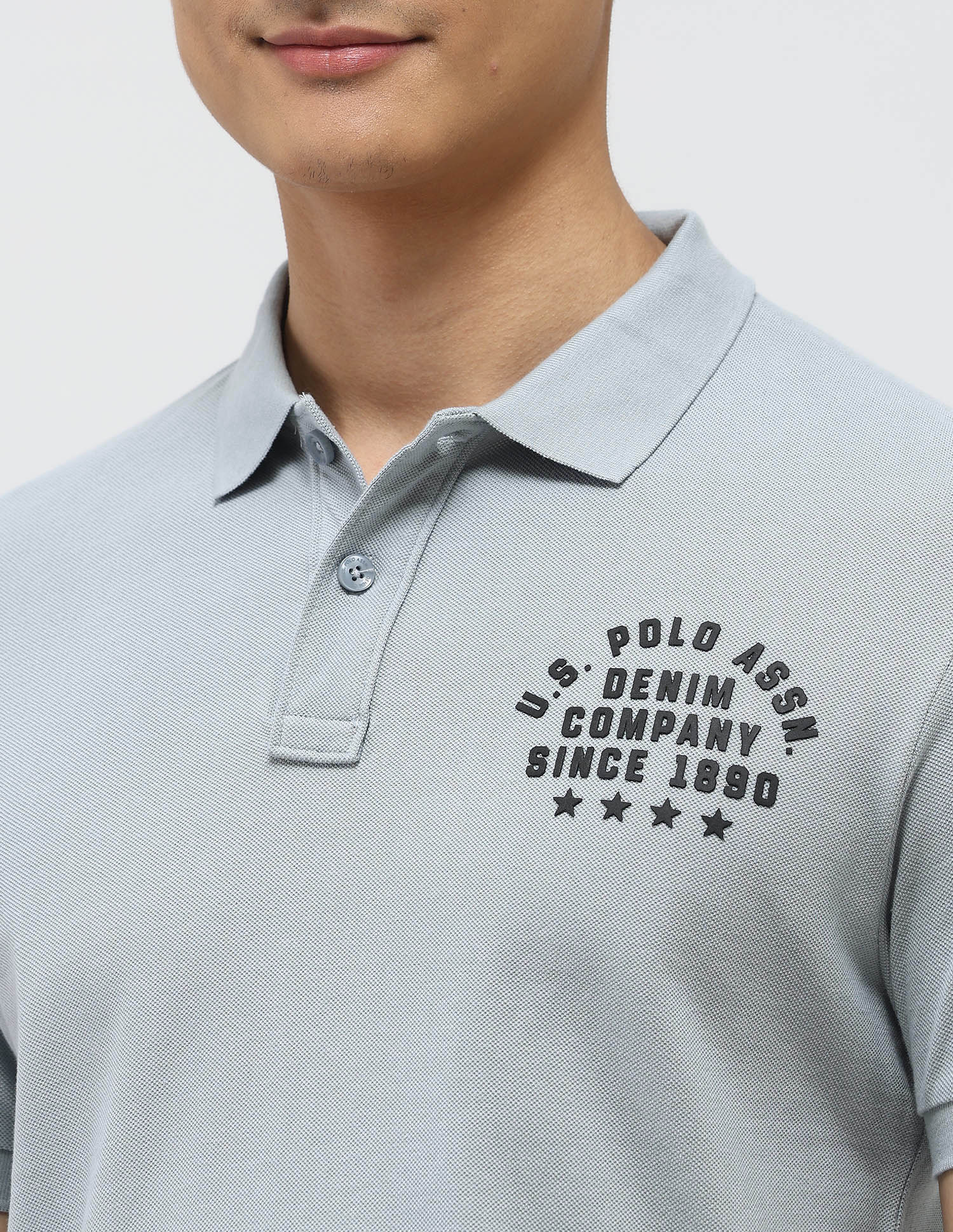 Brand Embossed Muscle Fit Polo Shirt Light Grey - U.S. POLO ASSN. | Large