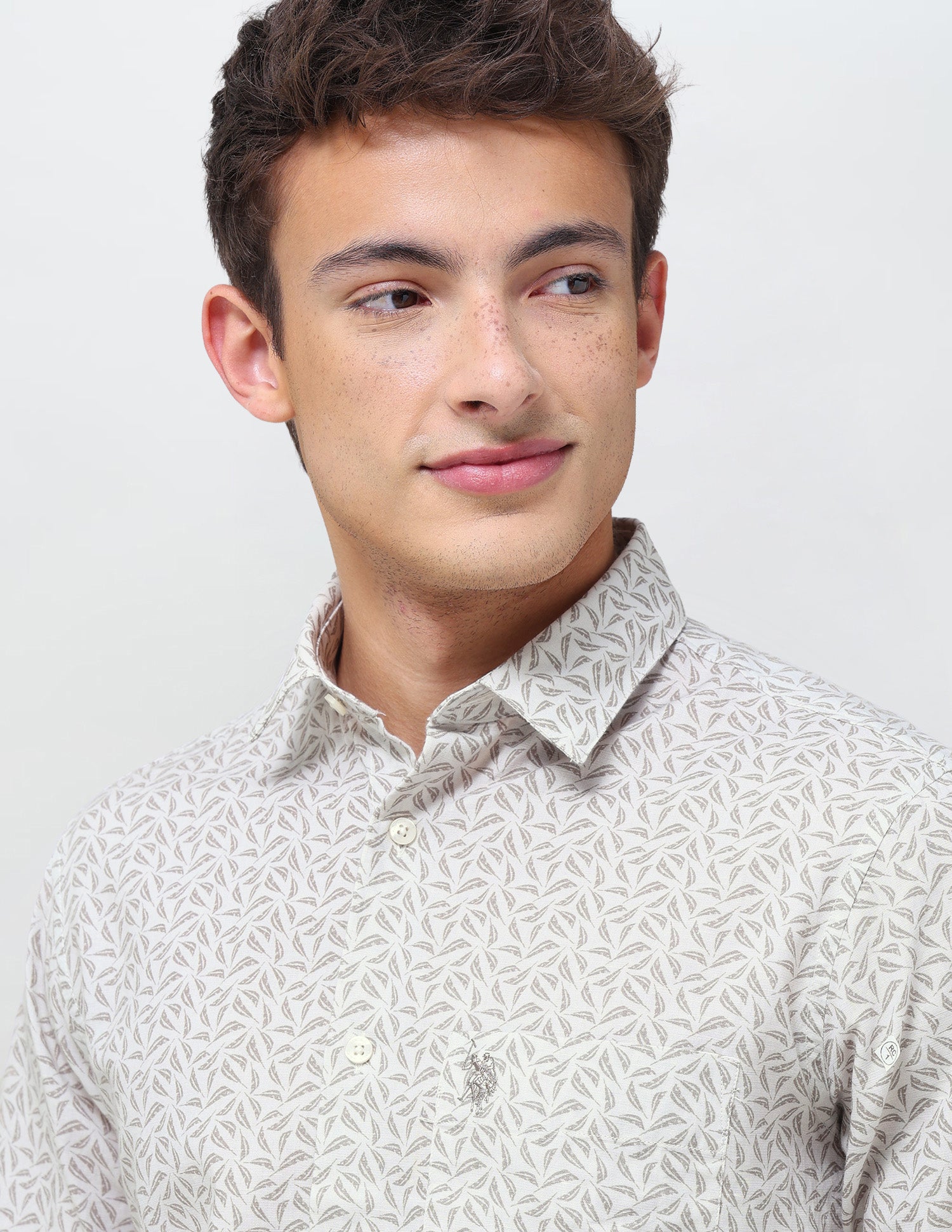 Tropical Printed Regular Fit Shirt Light Olive - U.S. Polo Assn. India | Large