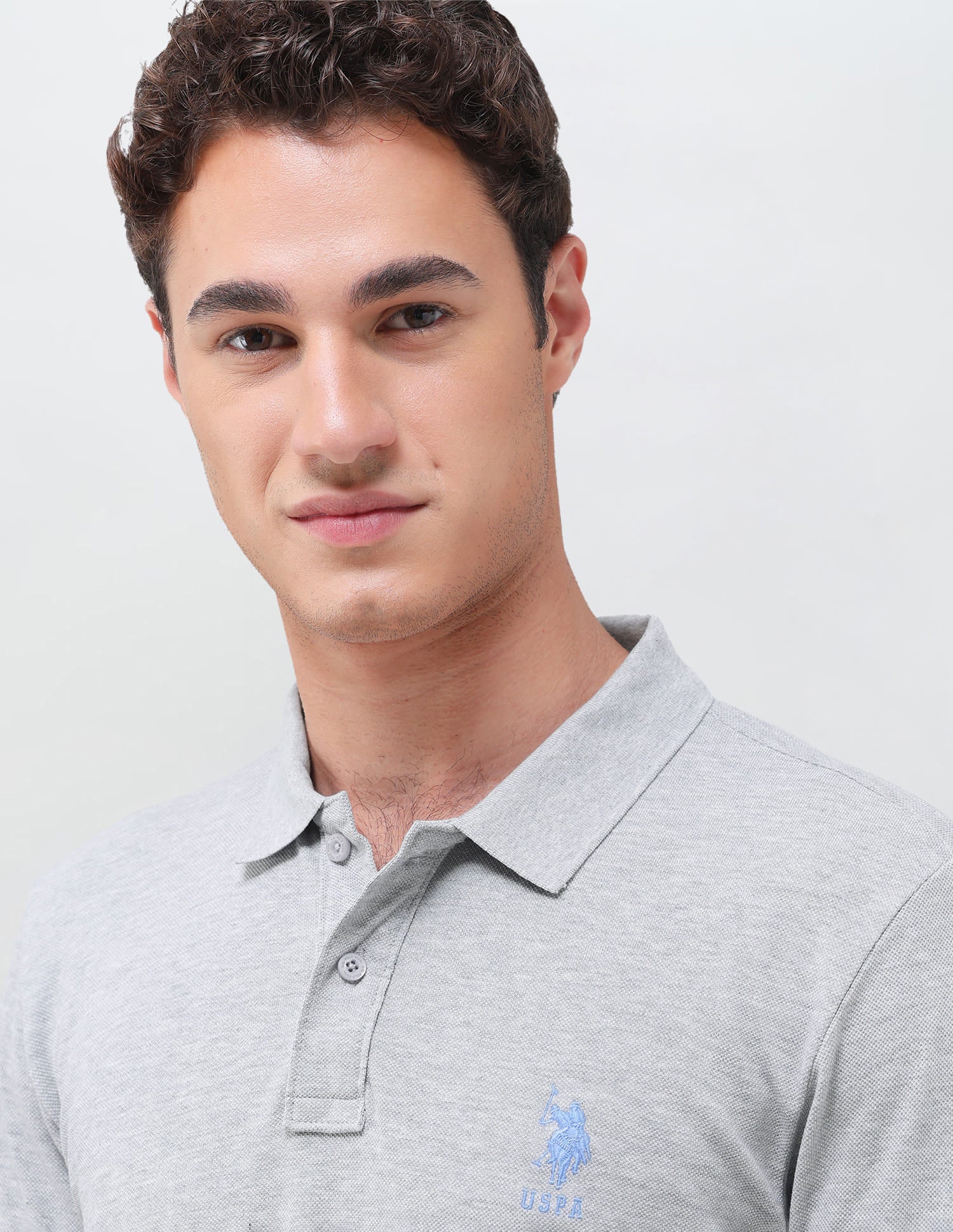 Solid Slim Fit Polo Shirt Grey - U.S. Polo Assn. India | Large