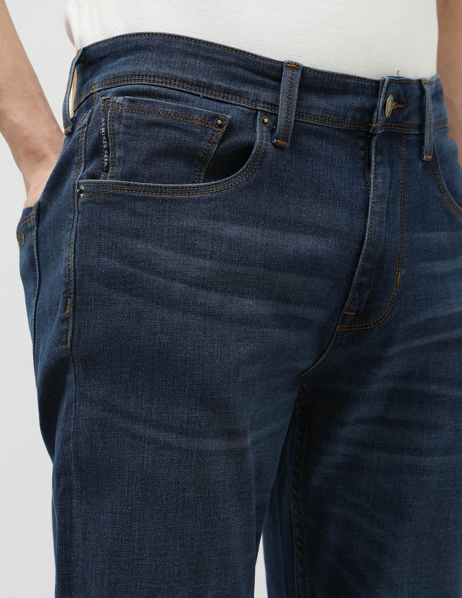 Harold Slim Straight Fit Blue Jeans Blue - U.S. POLO ASSN. | Large