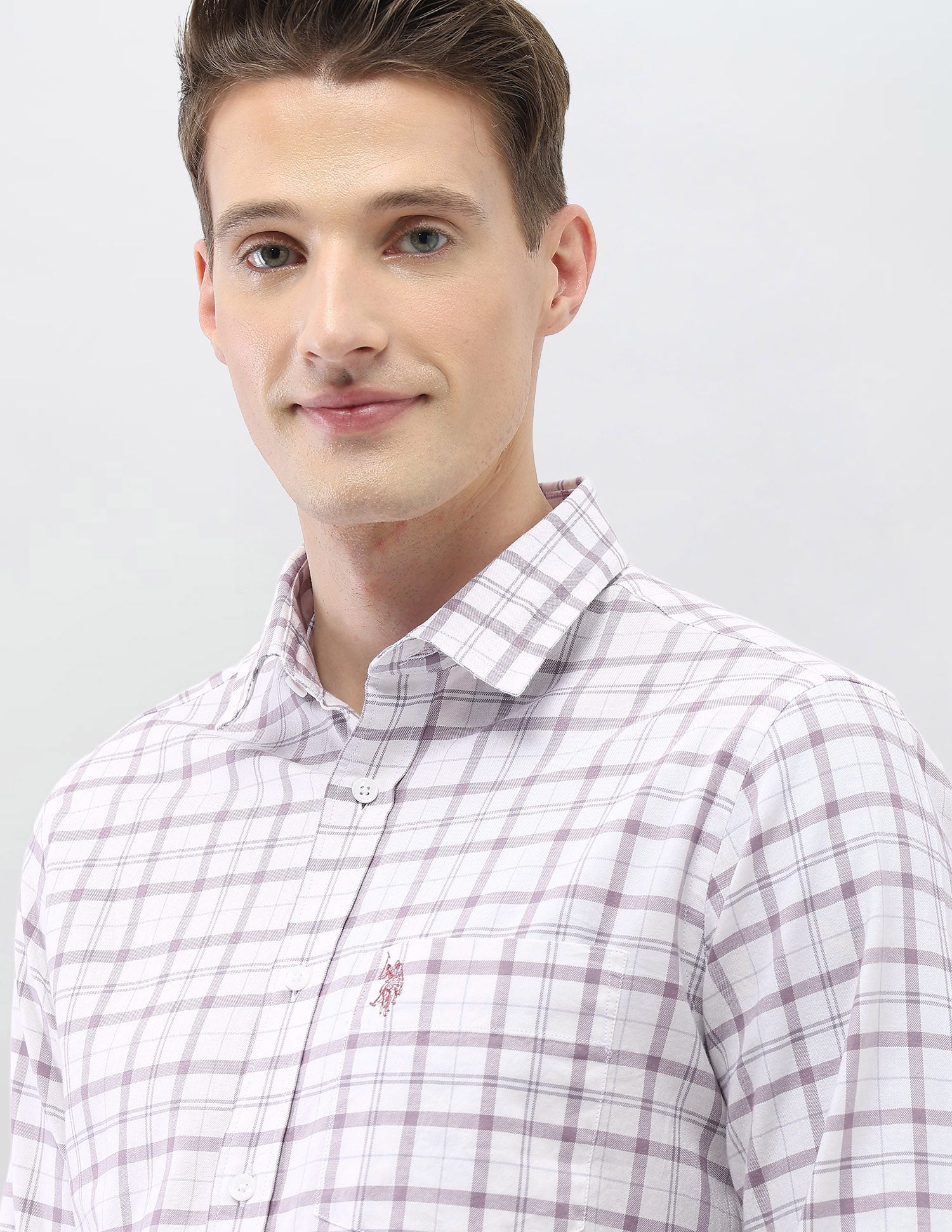Windowpane Checked Casa De Campo Shirt Pink - U.S. Polo Assn. India | Large