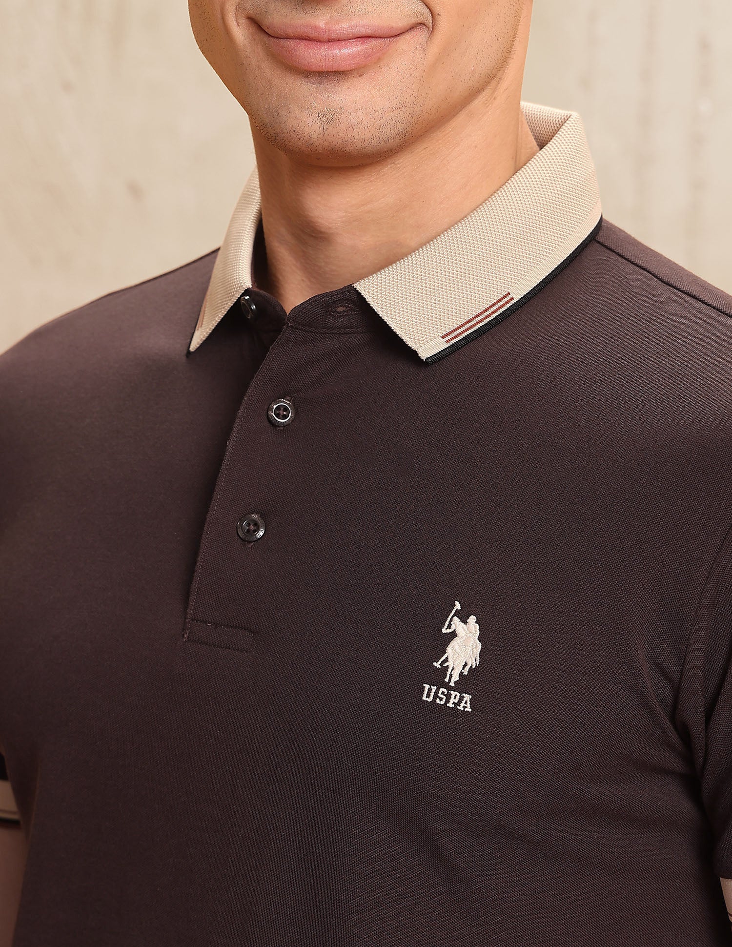 Solid Regular Fit Polo Shirt Dark Brown - U.S. POLO ASSN. | Large