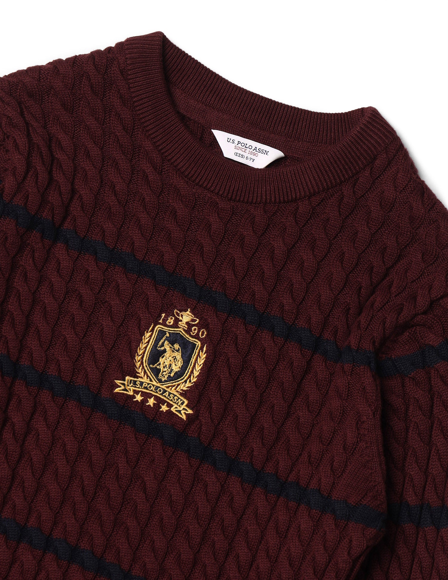 Printed Crew Neck Sweater Maroon - U.S. POLO ASSN. | Large