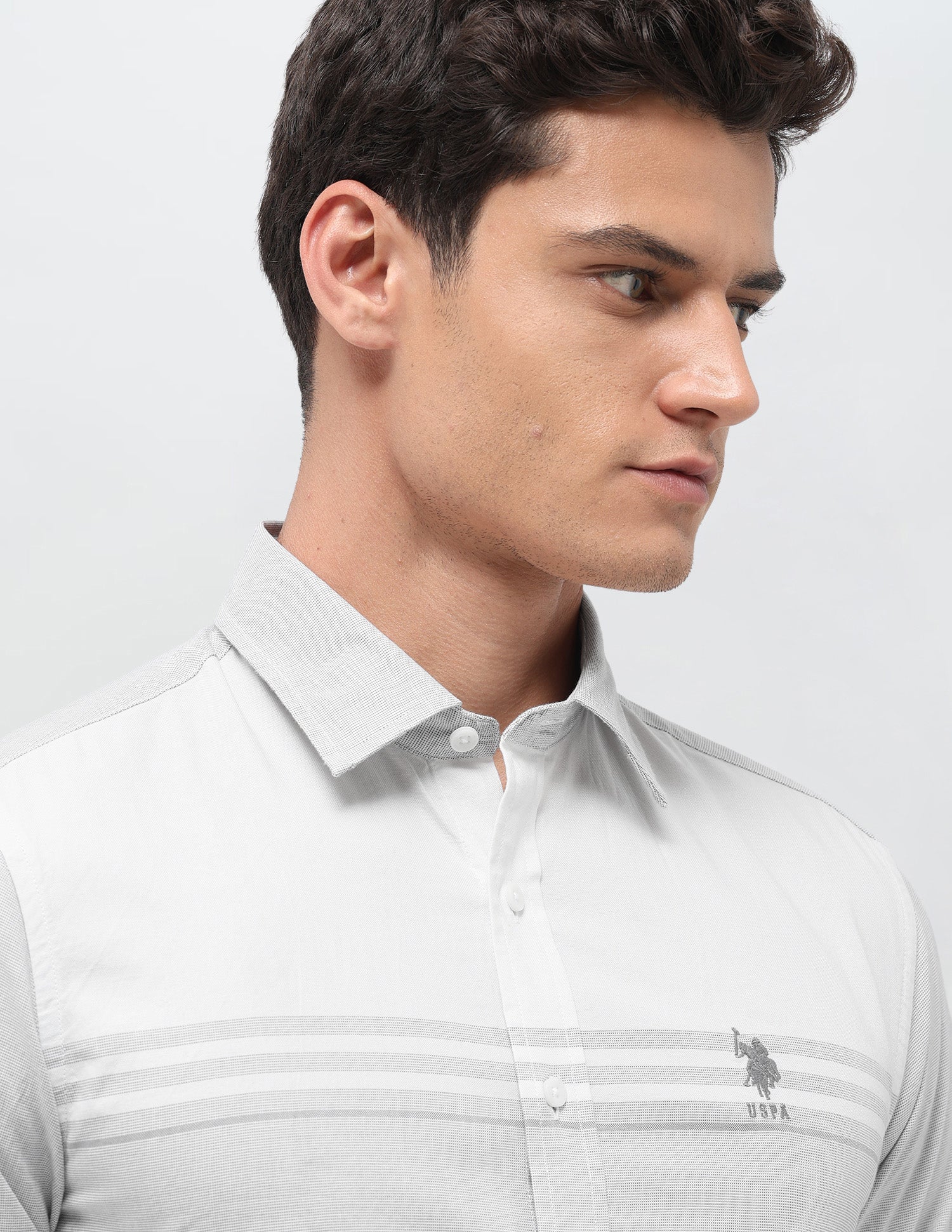 Solid Regular Fit Shirt Grey - U.S. Polo Assn. India | Large