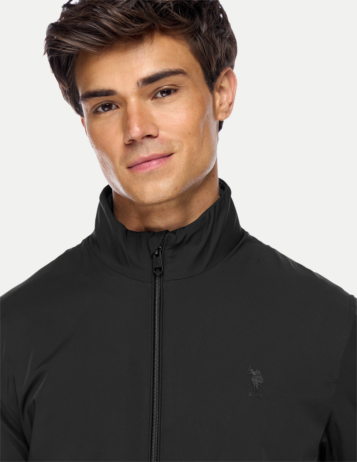 Solid Regular Fit Bomber Jacket Black - U.S. Polo Assn. India | Large