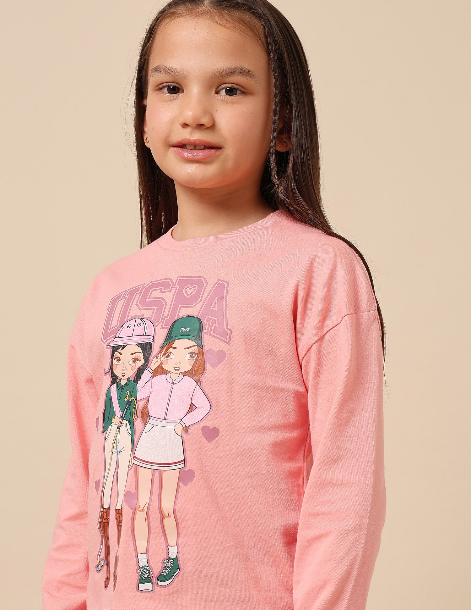 Girls Graphic Brand Printed Top Pink - U.S. POLO ASSN. | Large