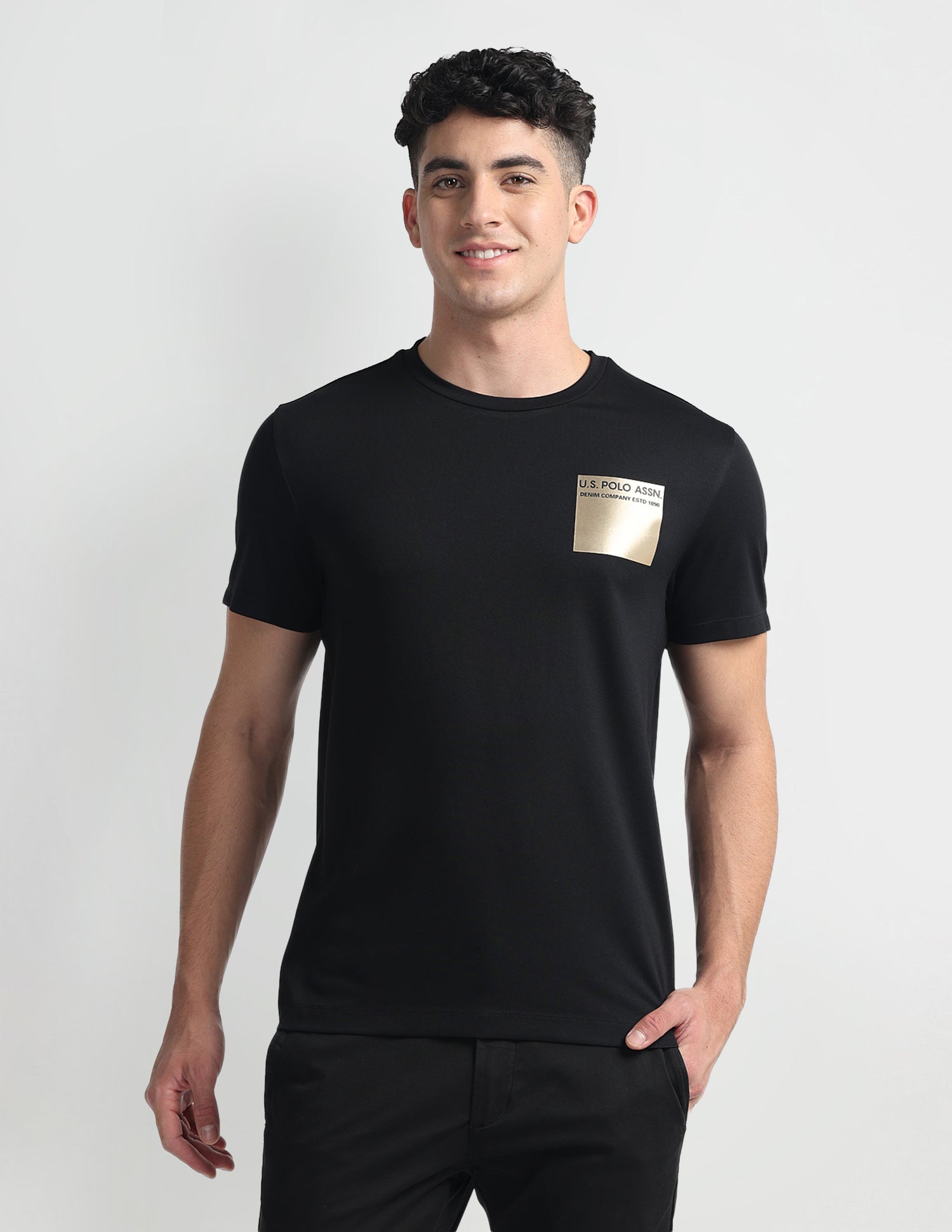Crew Neck Muscle Fit T-Shirt Black - U.S. Polo Assn. India | Large