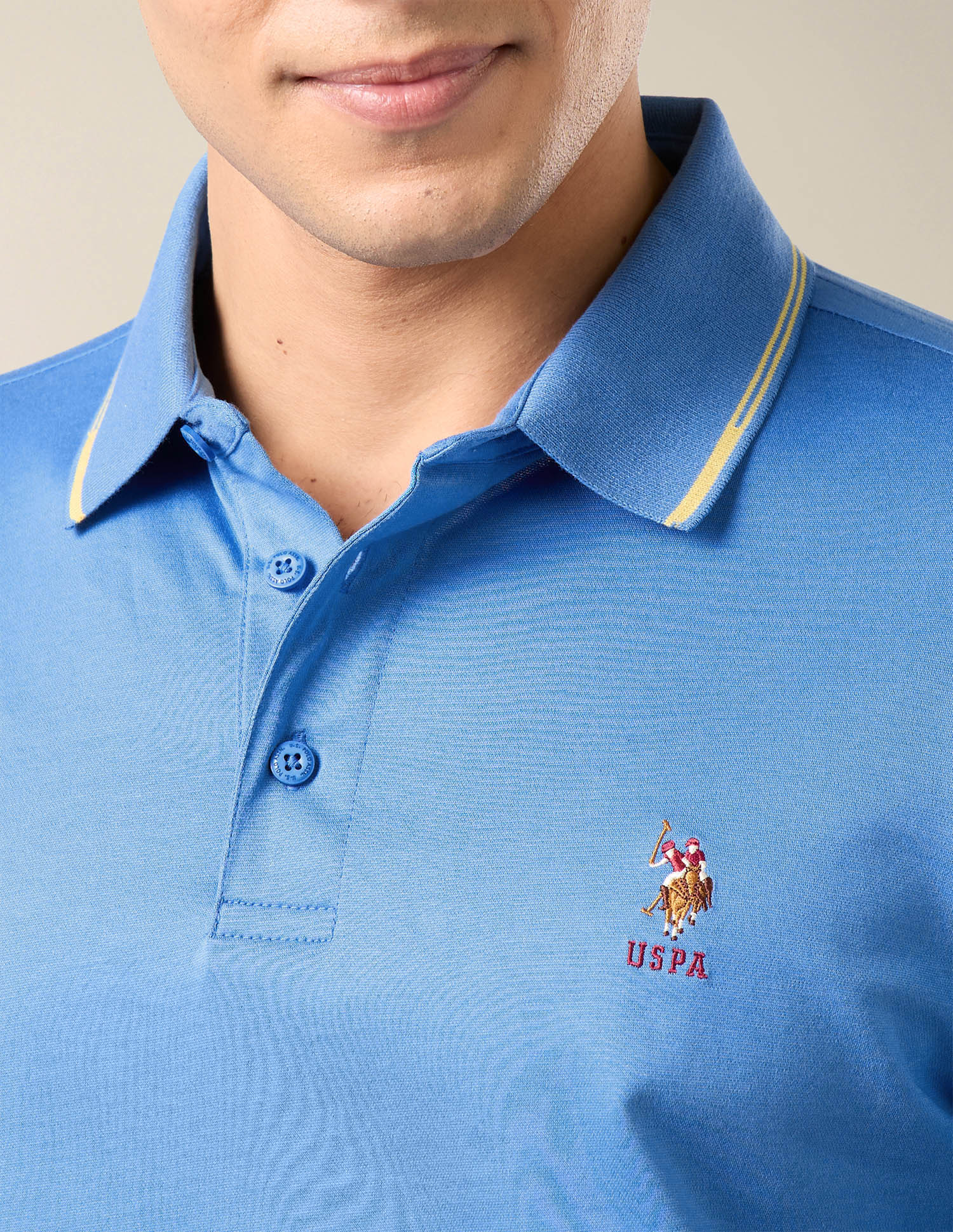 Solid Slim Fit Polo Shirt Light Blue - U.S. Polo Assn. India | Large