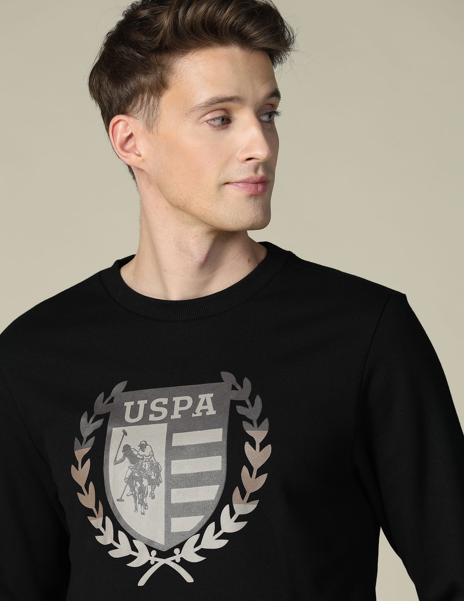 Brand Printed Regular Fit Sweatshirt Black - U.S. POLO ASSN. | Large