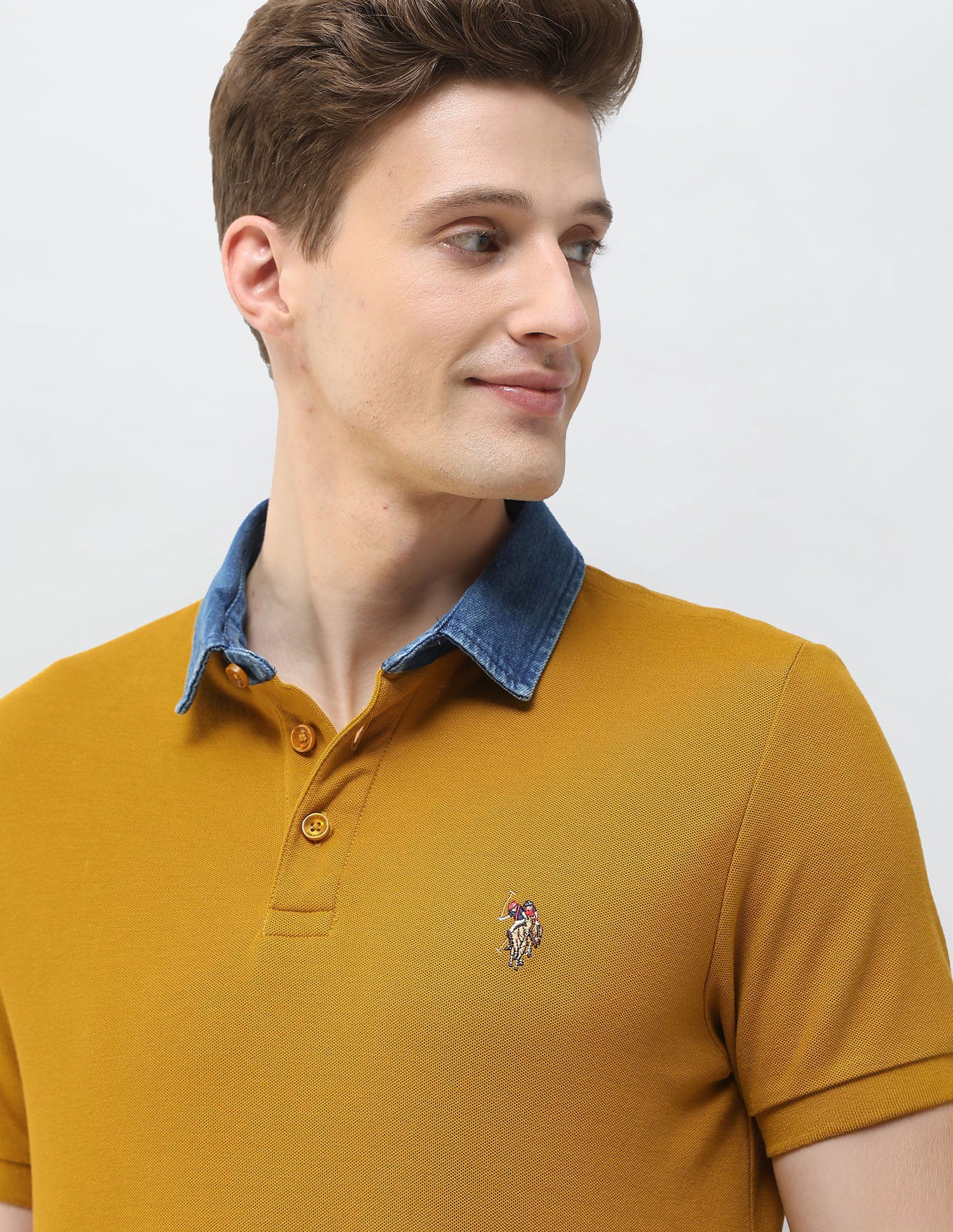 Motel On The Coast Slim Fit Polo Shirt Mustard - U.S. Polo Assn. India | Large