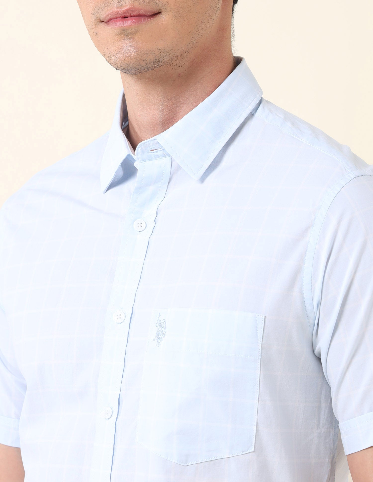 Solid Tailored Fit Shirt Light Blue - U.S. Polo Assn. India | Large