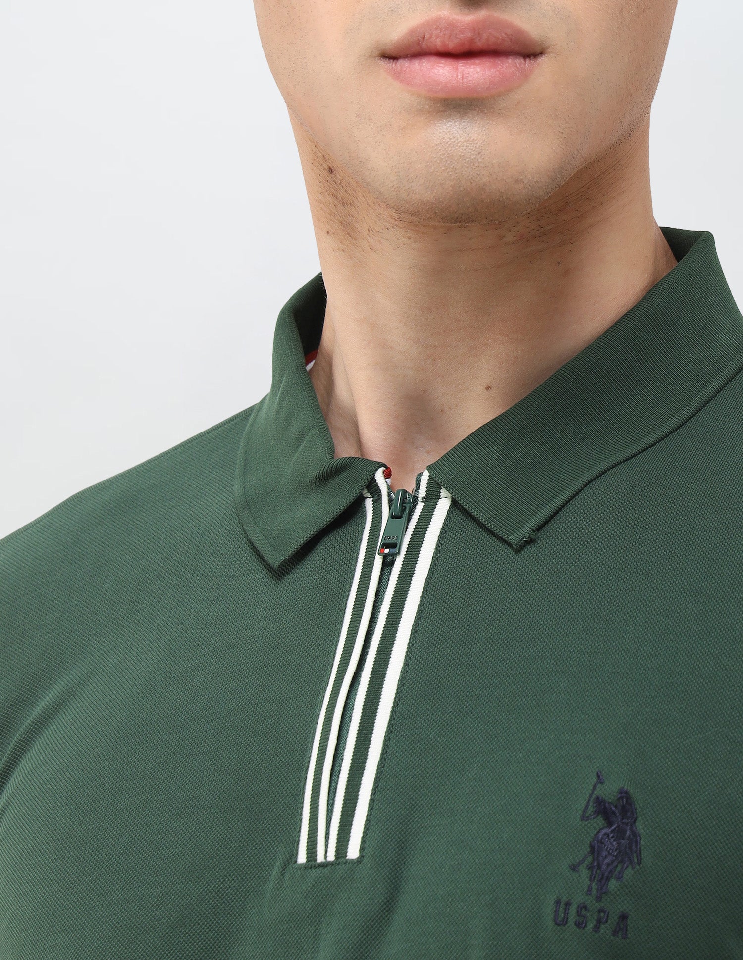 Solid Slim Fit Polo Shirt Green - U.S. Polo Assn. India | Large