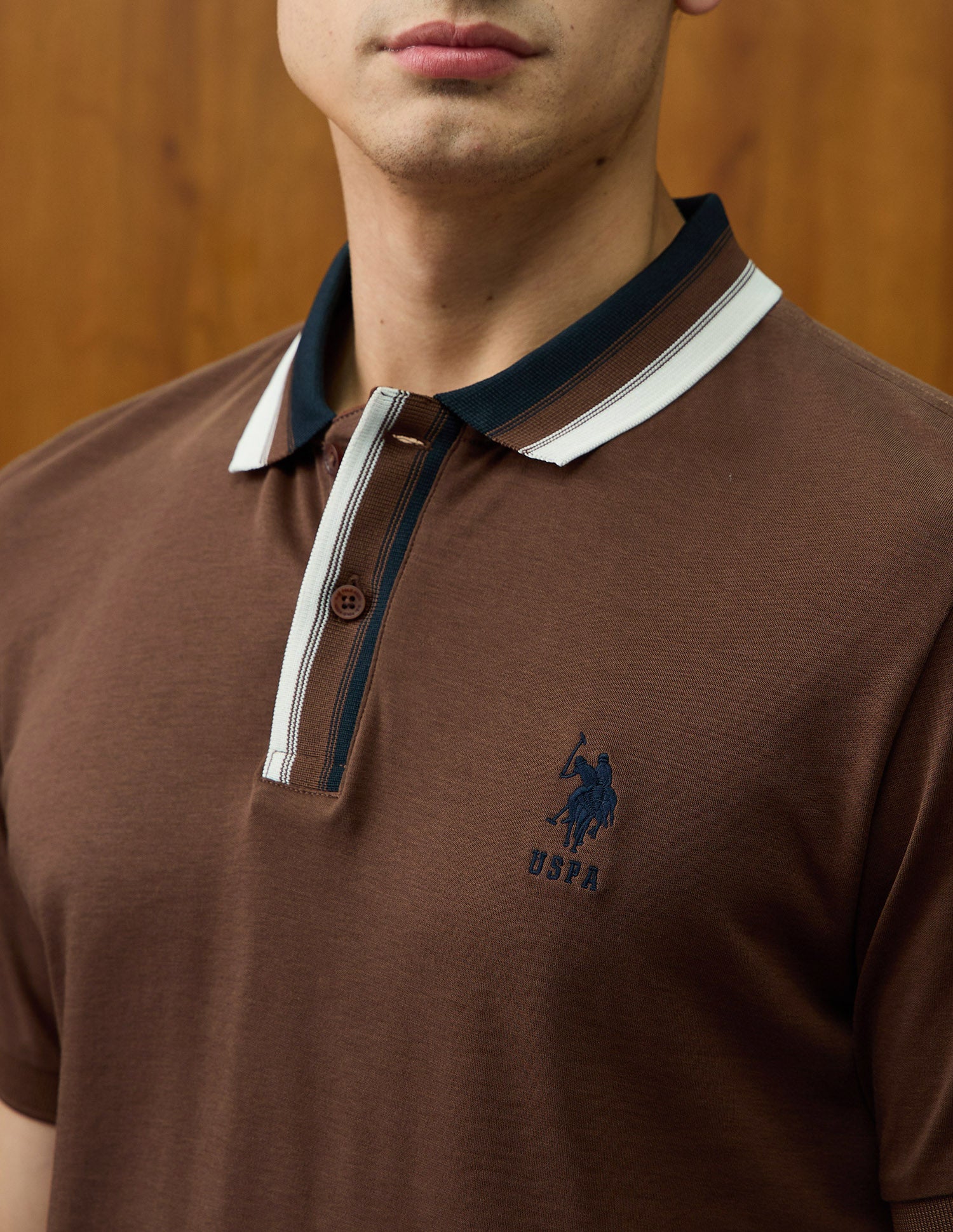 Solid Varsity Theatre Polo Shirt Dark Brown - U.S. POLO ASSN. | Large