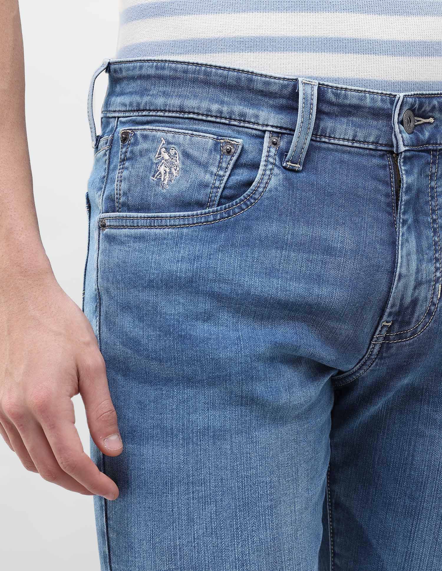 Brandon Slim Tapered Fit Blue Jeans Light Blue - U.S. Polo Assn. India | Large