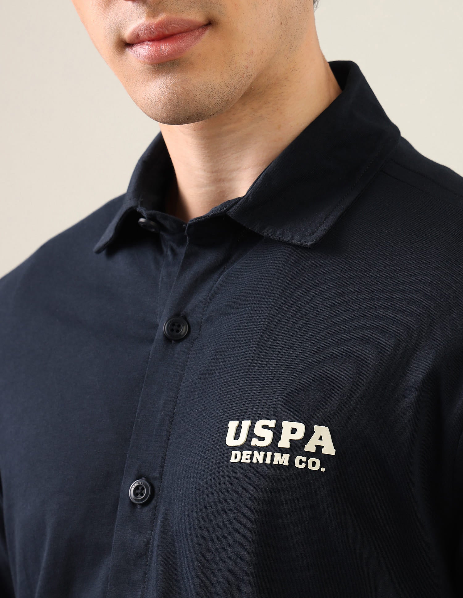 Graphic Brand Printed Knitted Shirt Blue - U.S. Polo Assn. India | Large