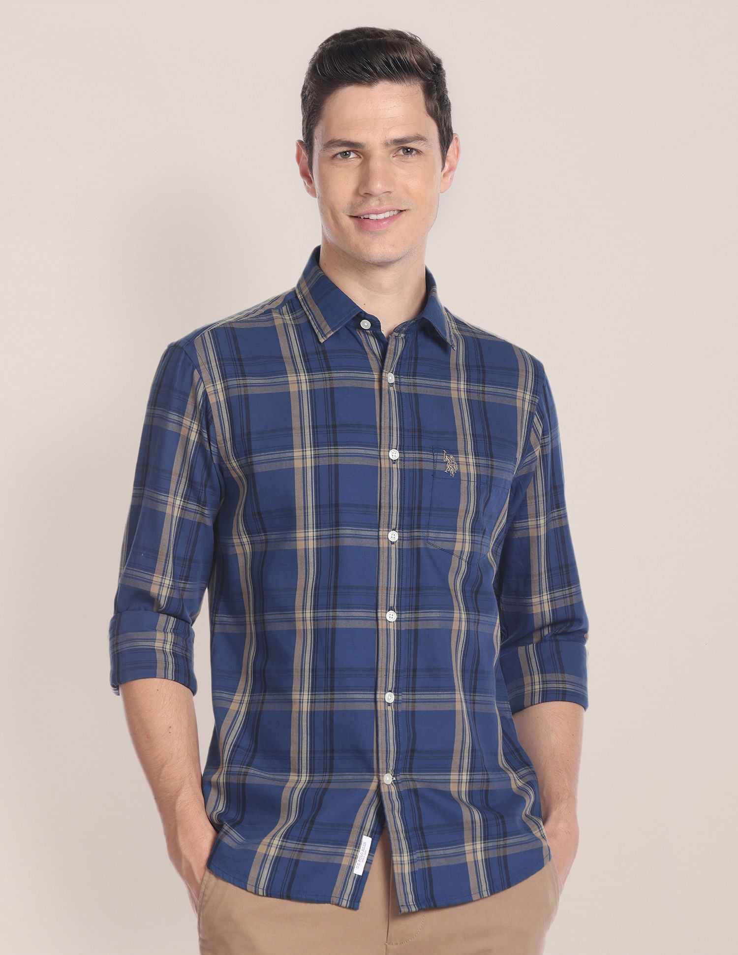 Tartan Check Twill Shirt Blue - U.S. Polo Assn. India | Large