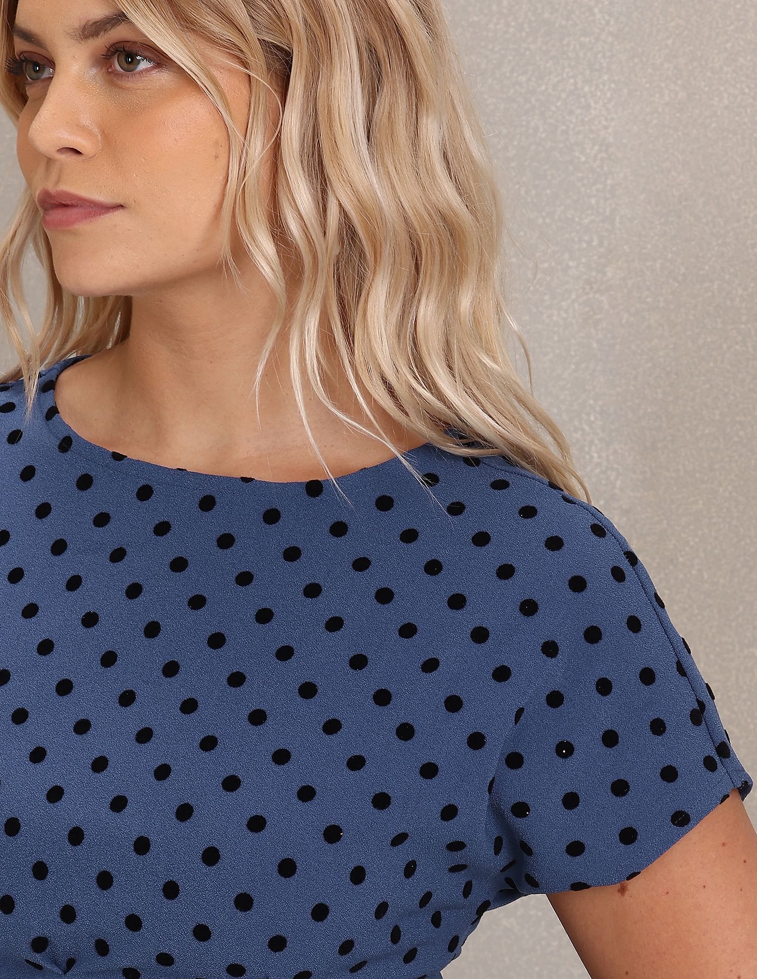 Round Neck Polka Dot Print Dress Navy - U.S. Polo Assn. India | Large