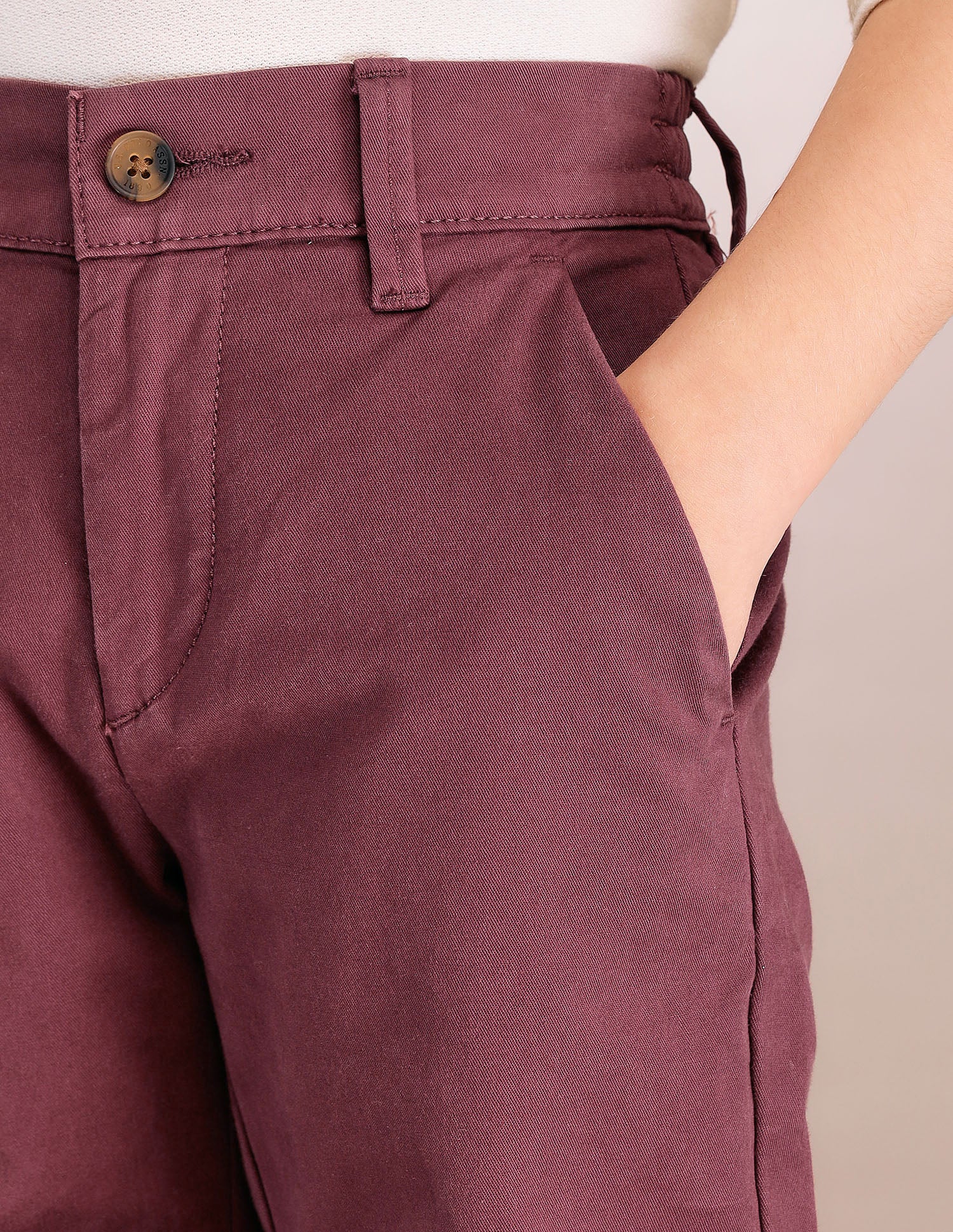 Boys Pure Cotton Twill Trousers Maroon - U.S. POLO ASSN. | Large