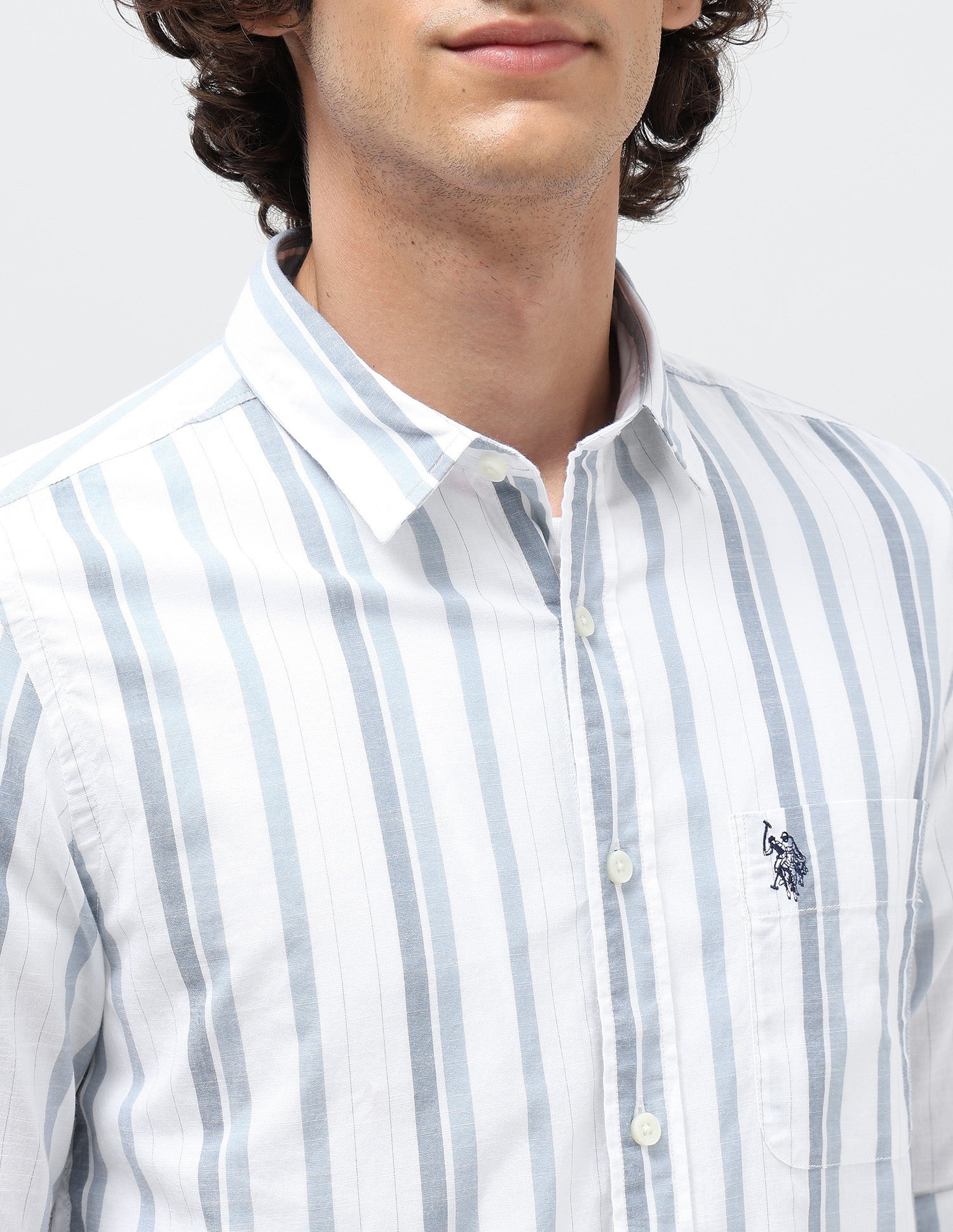 Pure Cotton Slim Fit Shirt Blue - U.S. POLO ASSN. | Large