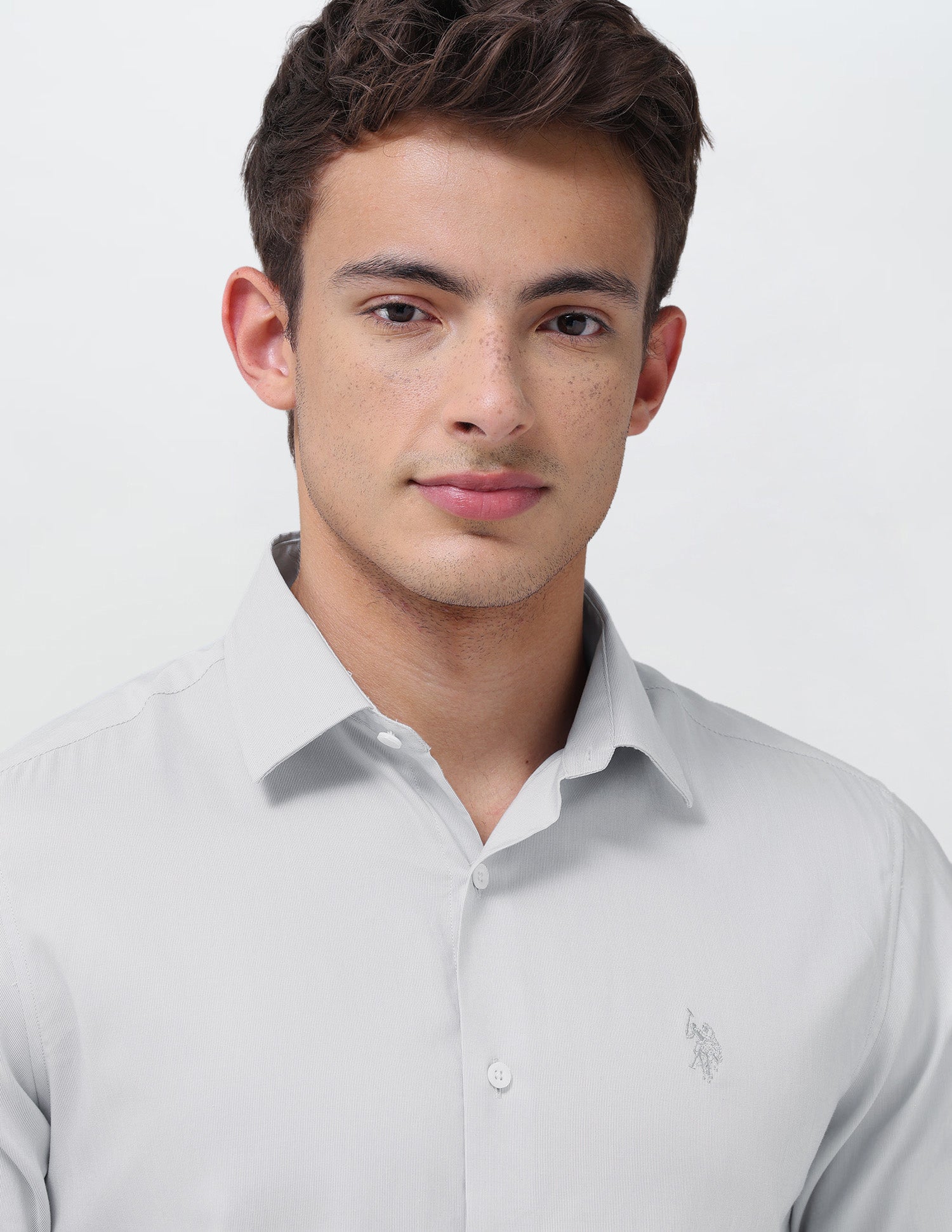Dobby Tailored Fit Shirt Light Grey - U.S. Polo Assn. India | Large