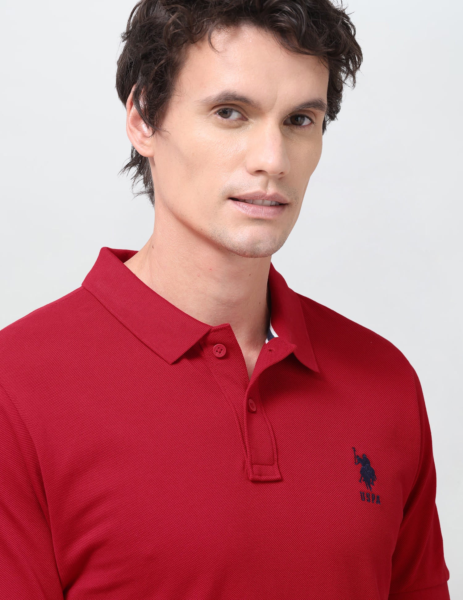 Solid Slim Fit Polo Shirt Red - U.S. Polo Assn. India | Large