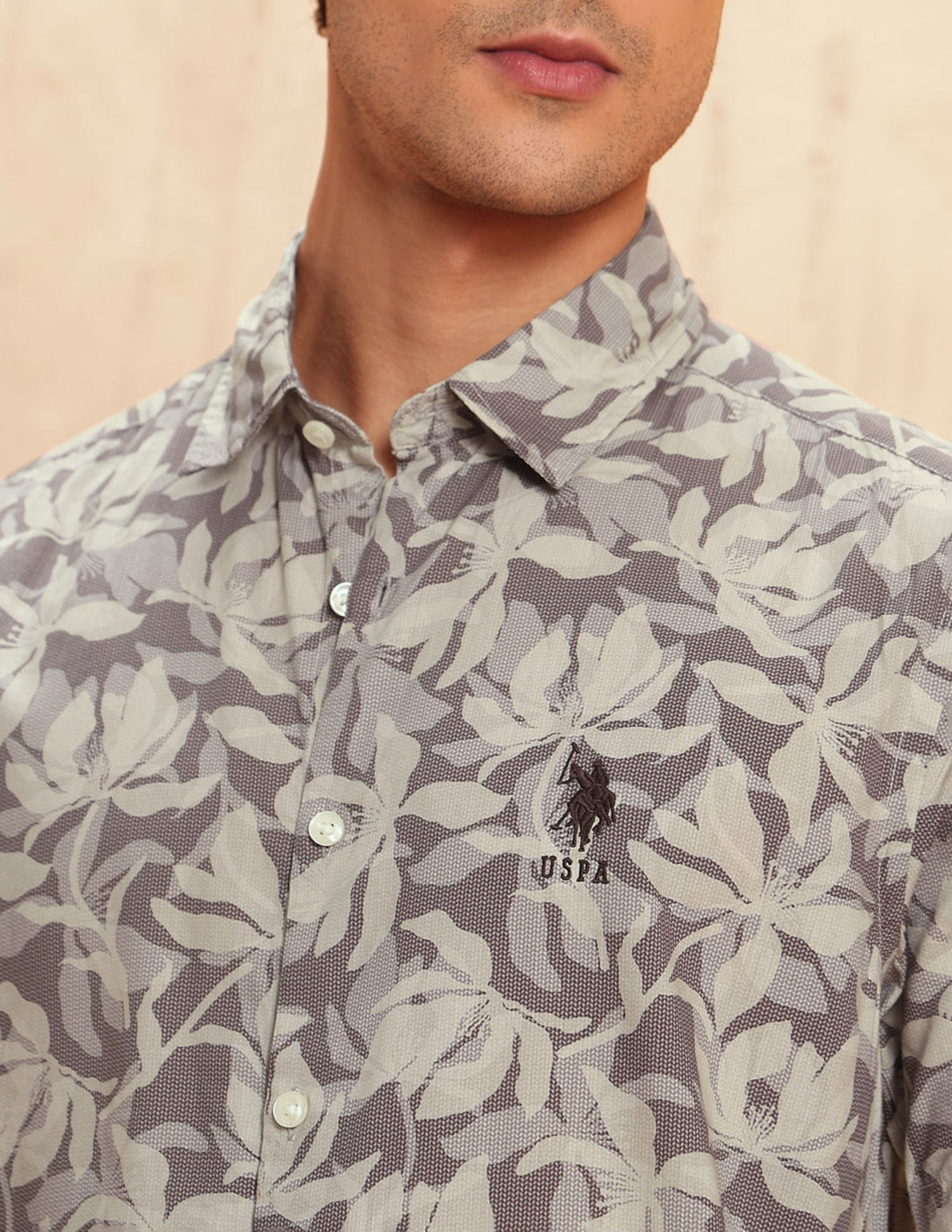 Tropical Printed Legend Of Horseshoe Shirt Wine - U.S. POLO ASSN. | Large