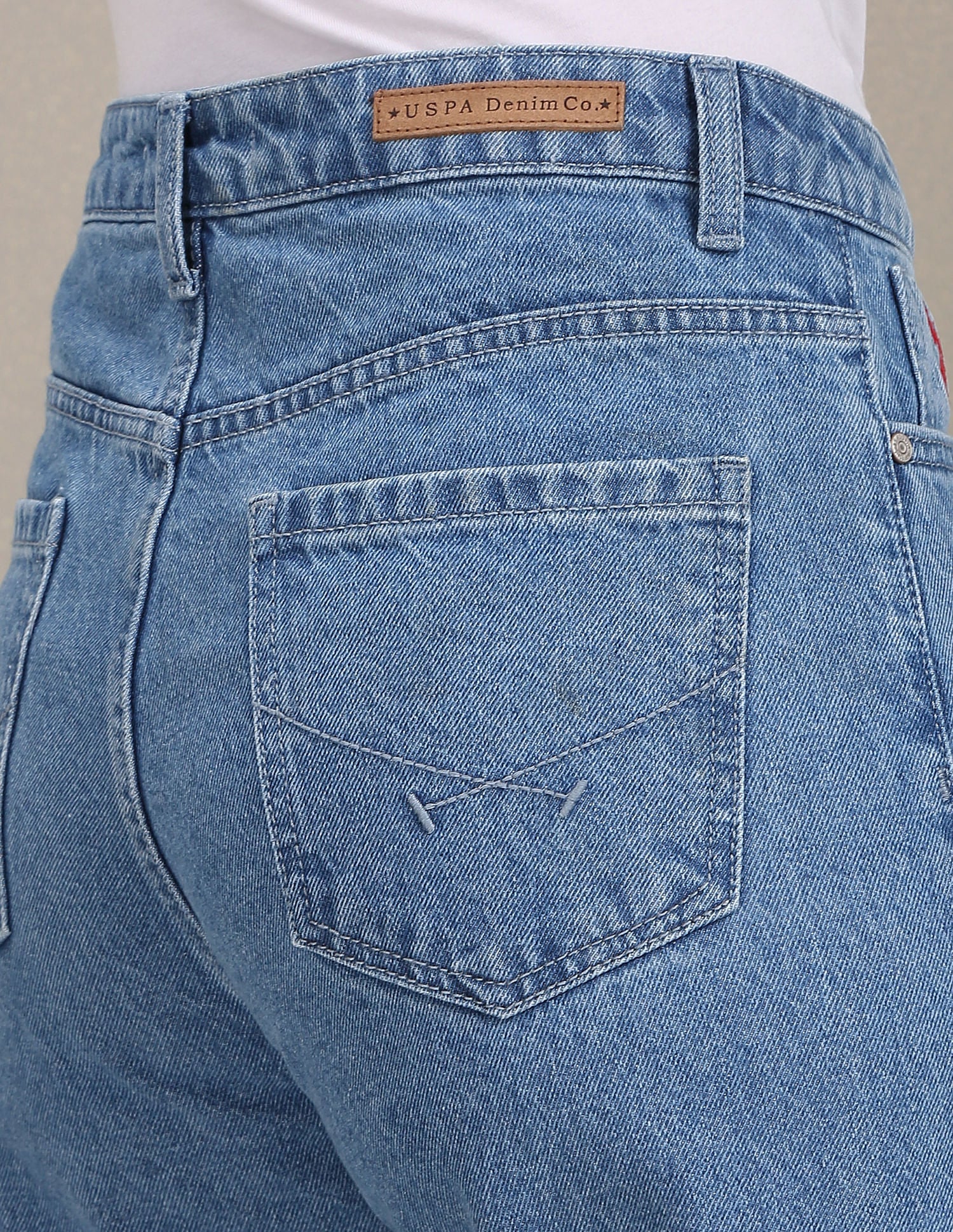 Stone Wash Wide Leg Jeans Blue - U.S. Polo Assn. India | Large