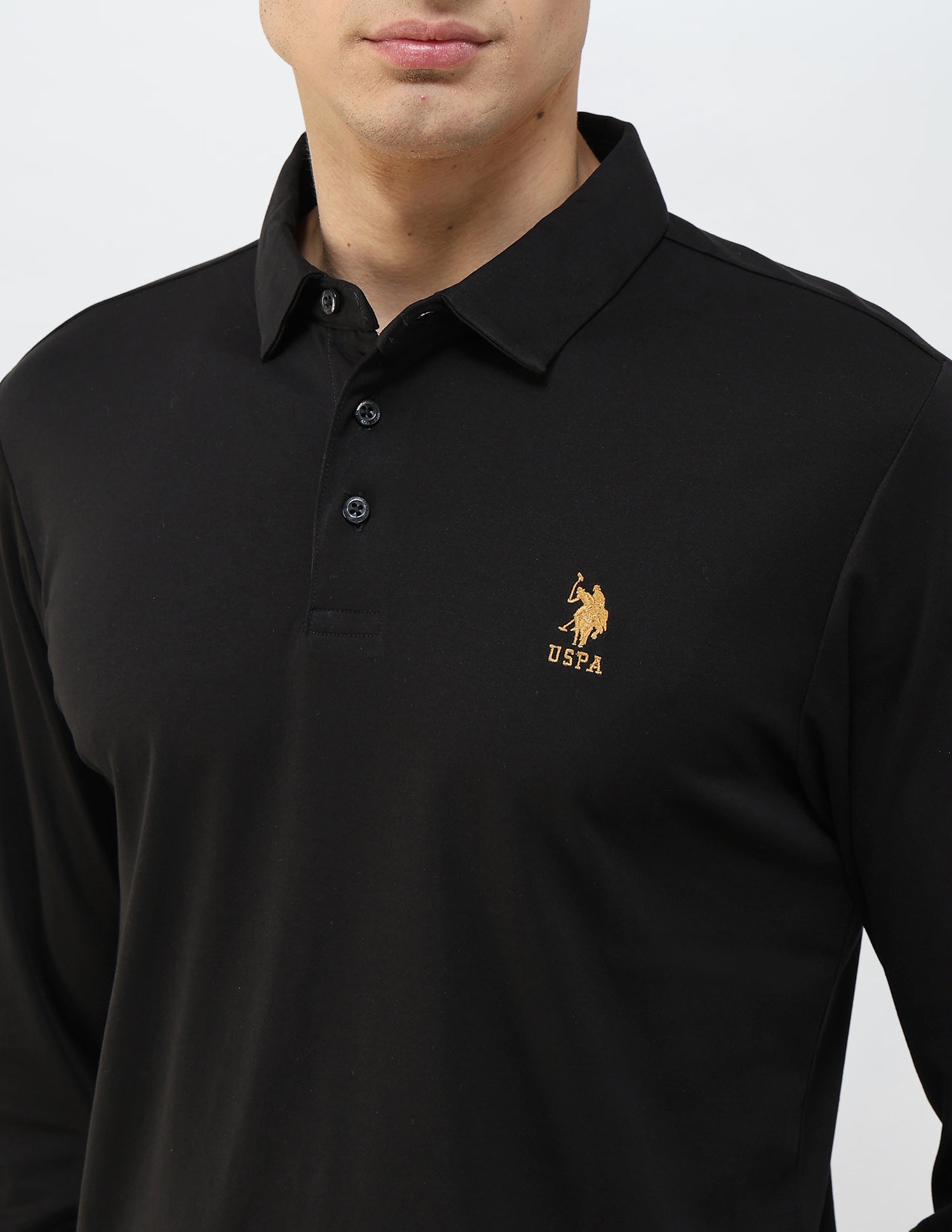 Solid Regular Fit Polo Shirt Black - U.S. POLO ASSN. | Large