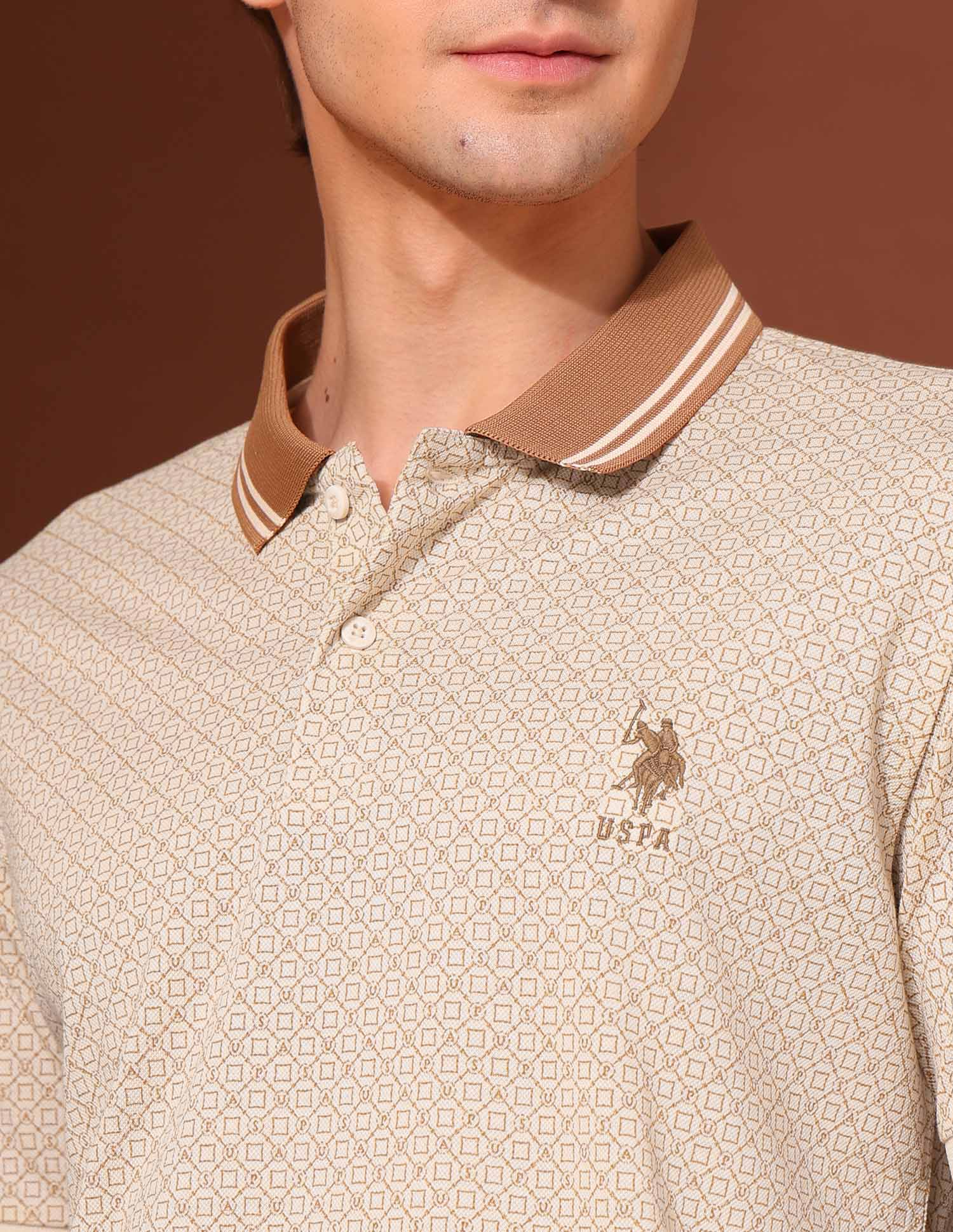 Pure Cotton Work And Wander Polo Shirt Beige - U.S. Polo Assn. India | Large