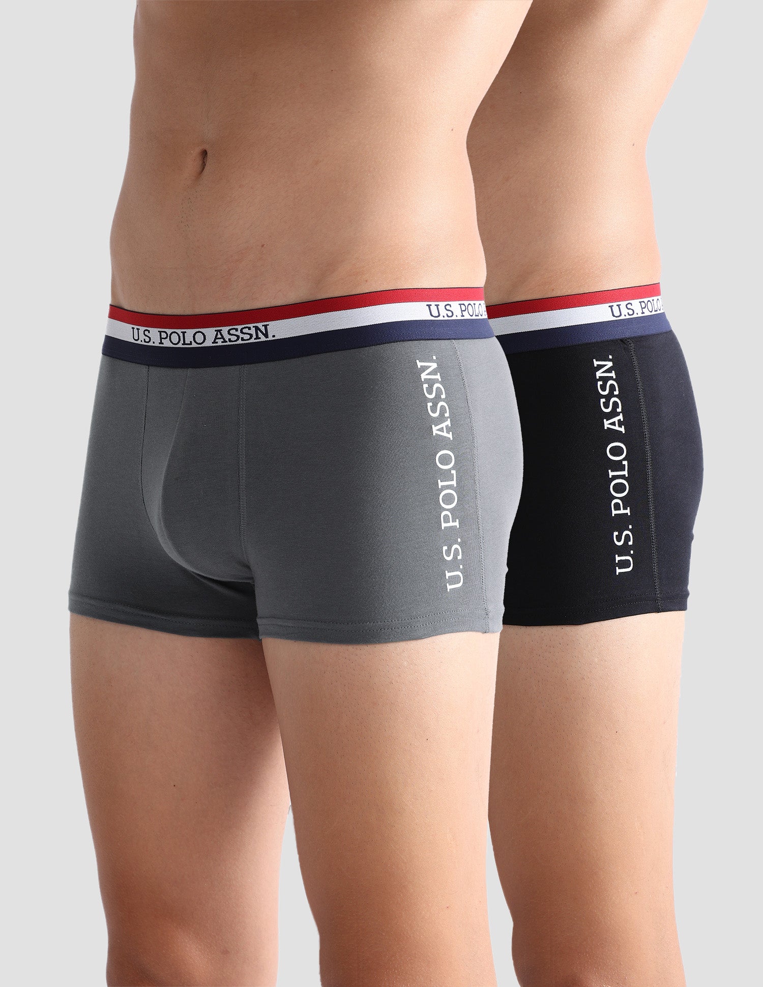 Solid Antibacterial ET002 Trunks - Pack Of 2 Iron Gate and Black - U.S. POLO ASSN. | Large