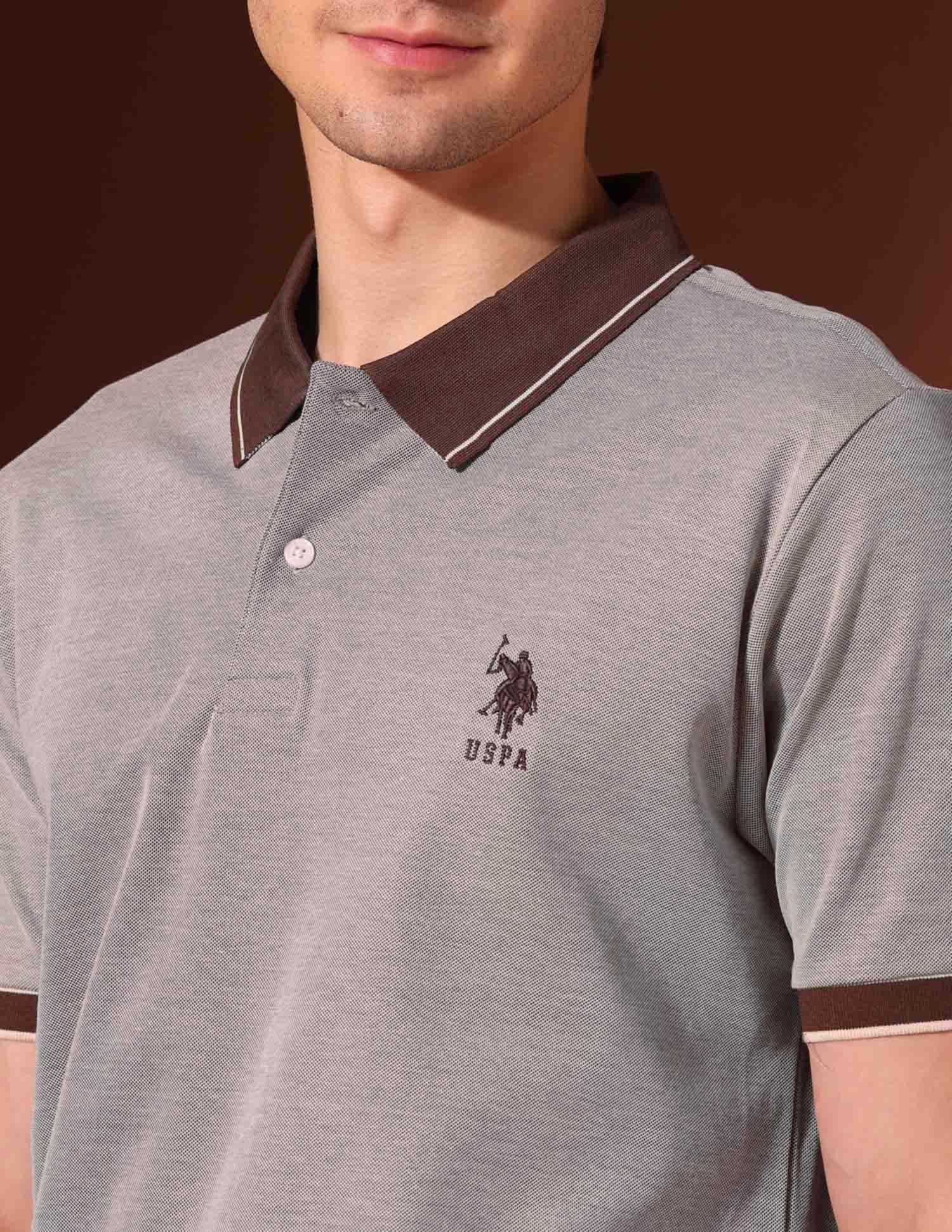 Pure Cotton Working Holiday Polo Shirt Light Brown - U.S. Polo Assn. India | Large