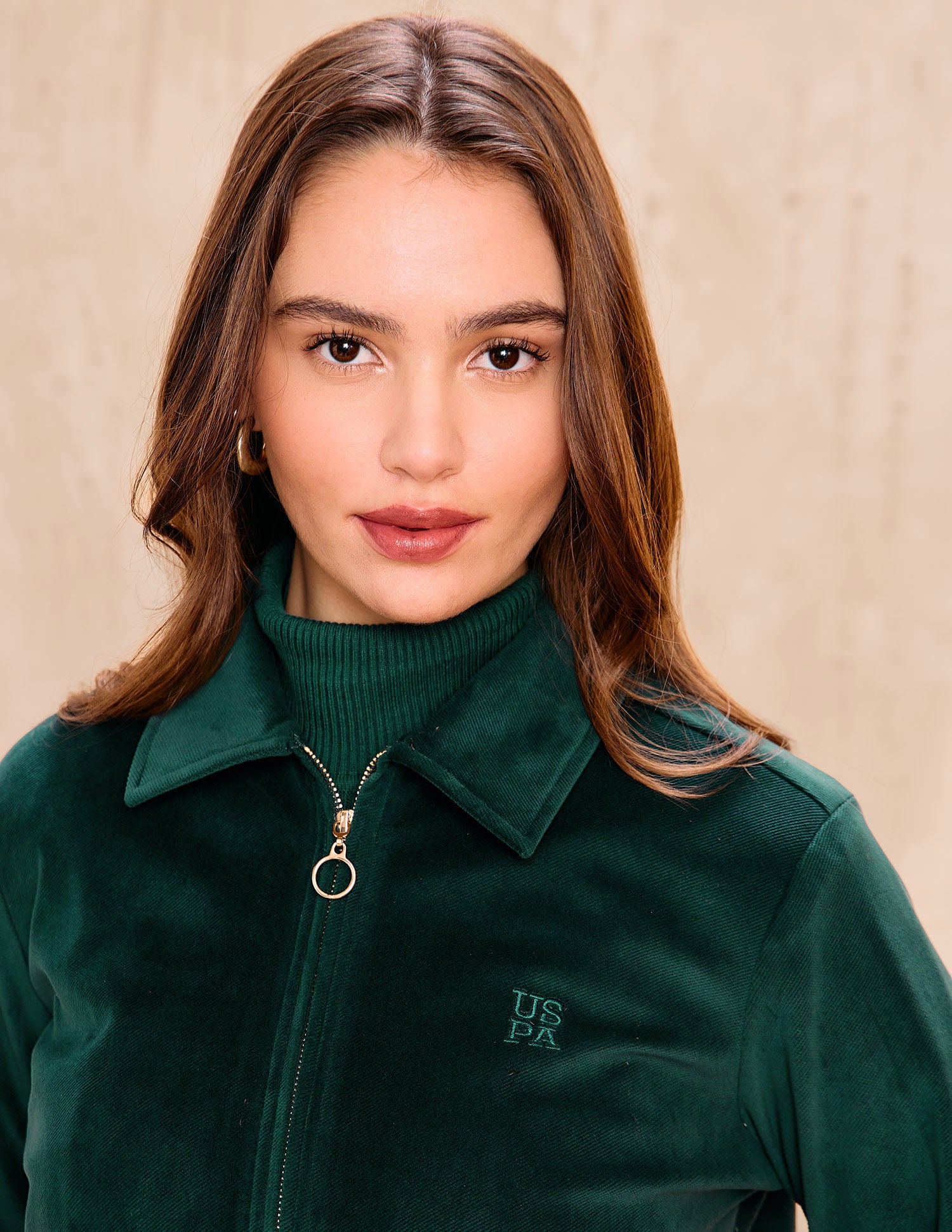 Solid Regular Fit Spread Collar Jacket Green - U.S. POLO ASSN. | Large