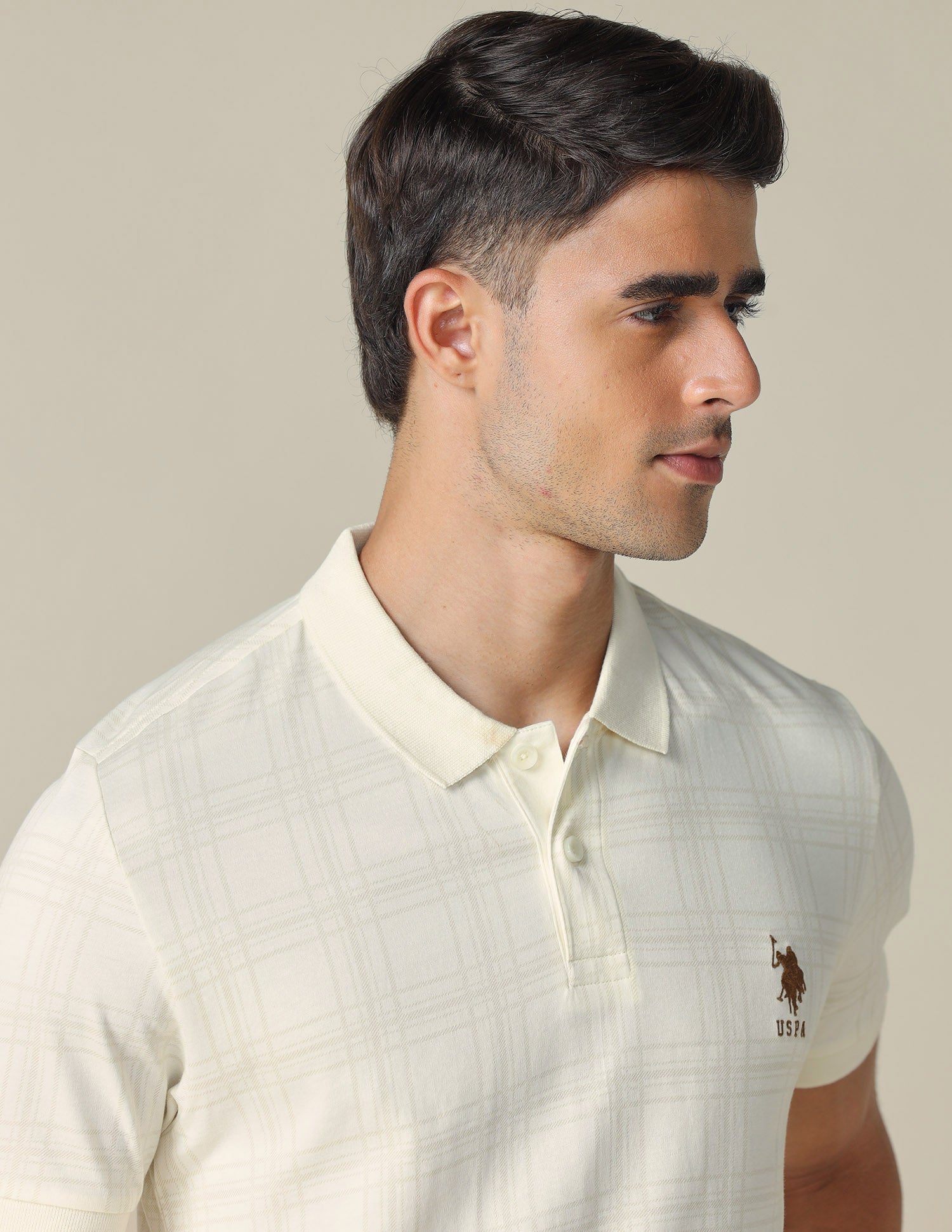 All-Over Printed Regular Fit Polo Shirt Off White - U.S. Polo Assn. India | Large