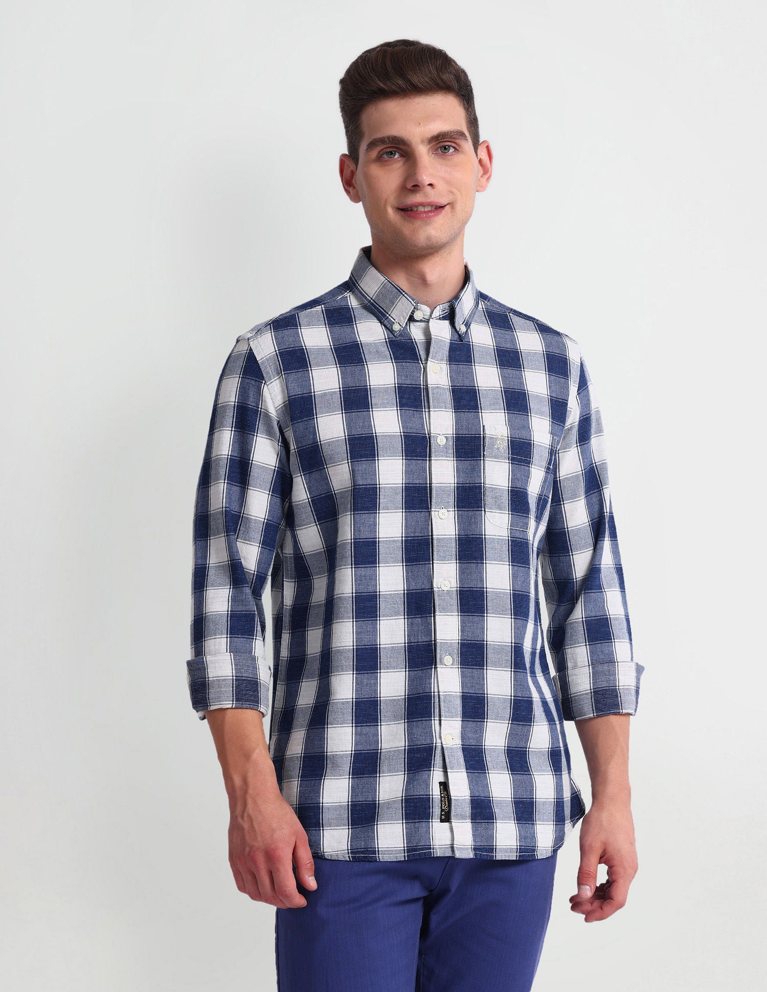 Buffalo Check Slim Fit Shirt Indigo - U.S. Polo Assn. India | Large