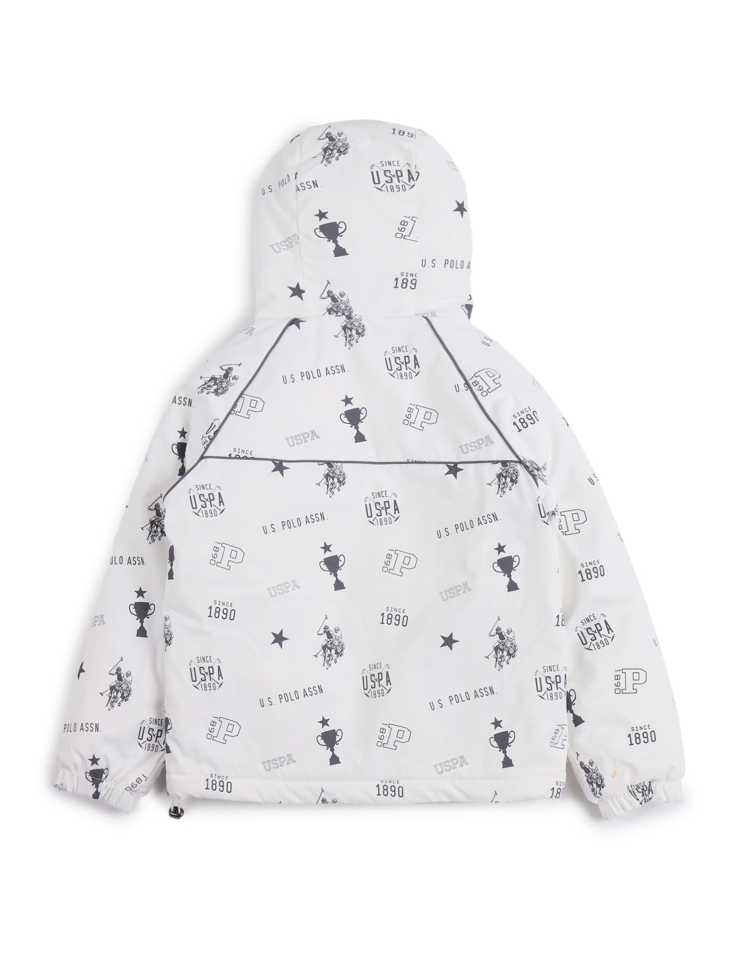 Boys Printed Hooded Jackets White - U.S. POLO ASSN. | Large