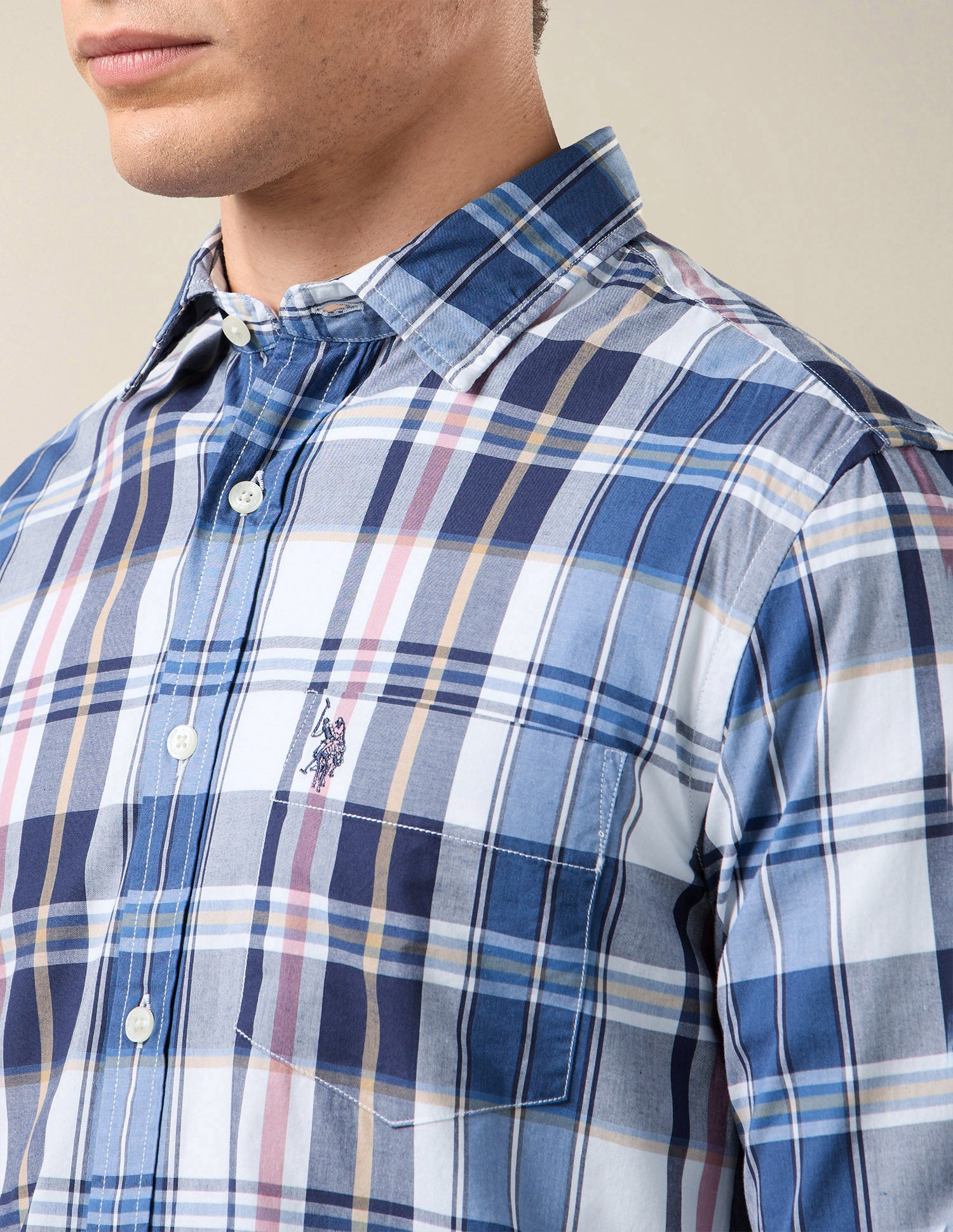 Plaid Checked Tailored Fit Shirt navy - U.S. Polo Assn. India | Large