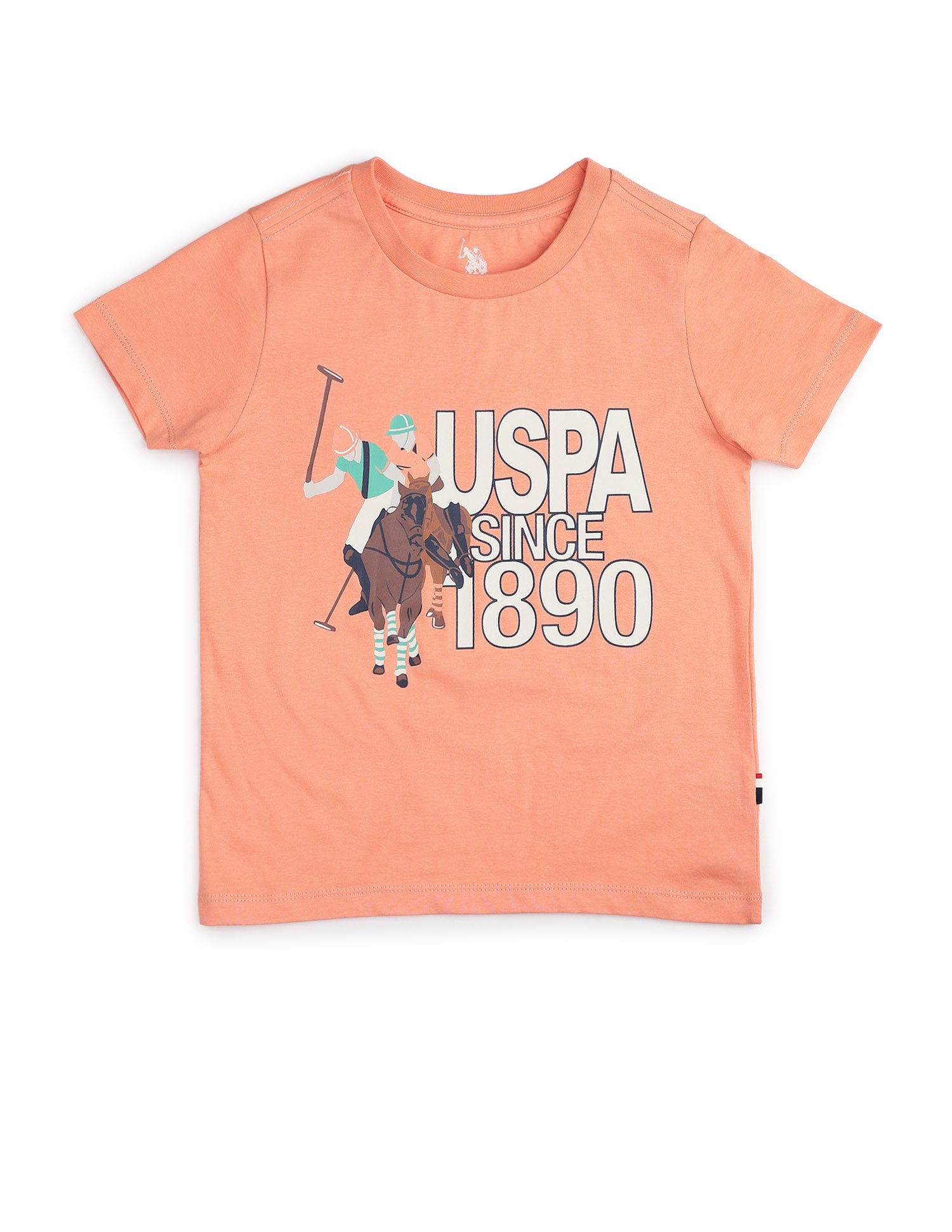 Boys Graphic Brand Printed Regular Fit T Shirt Light Orange - U.S. POLO ASSN. | Large