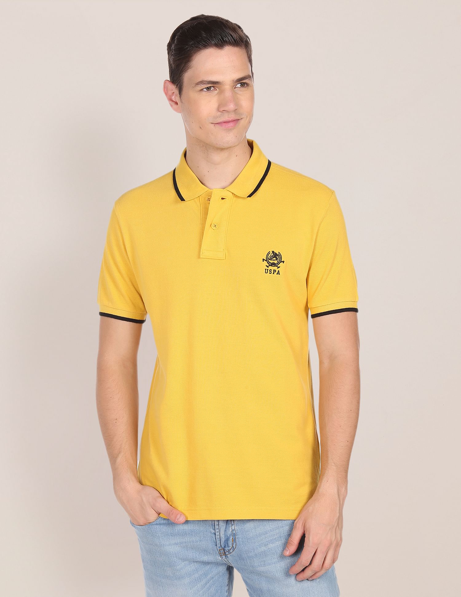 Short Sleeve Solid Polo Shirt Mustard - U.S. POLO ASSN. | Large