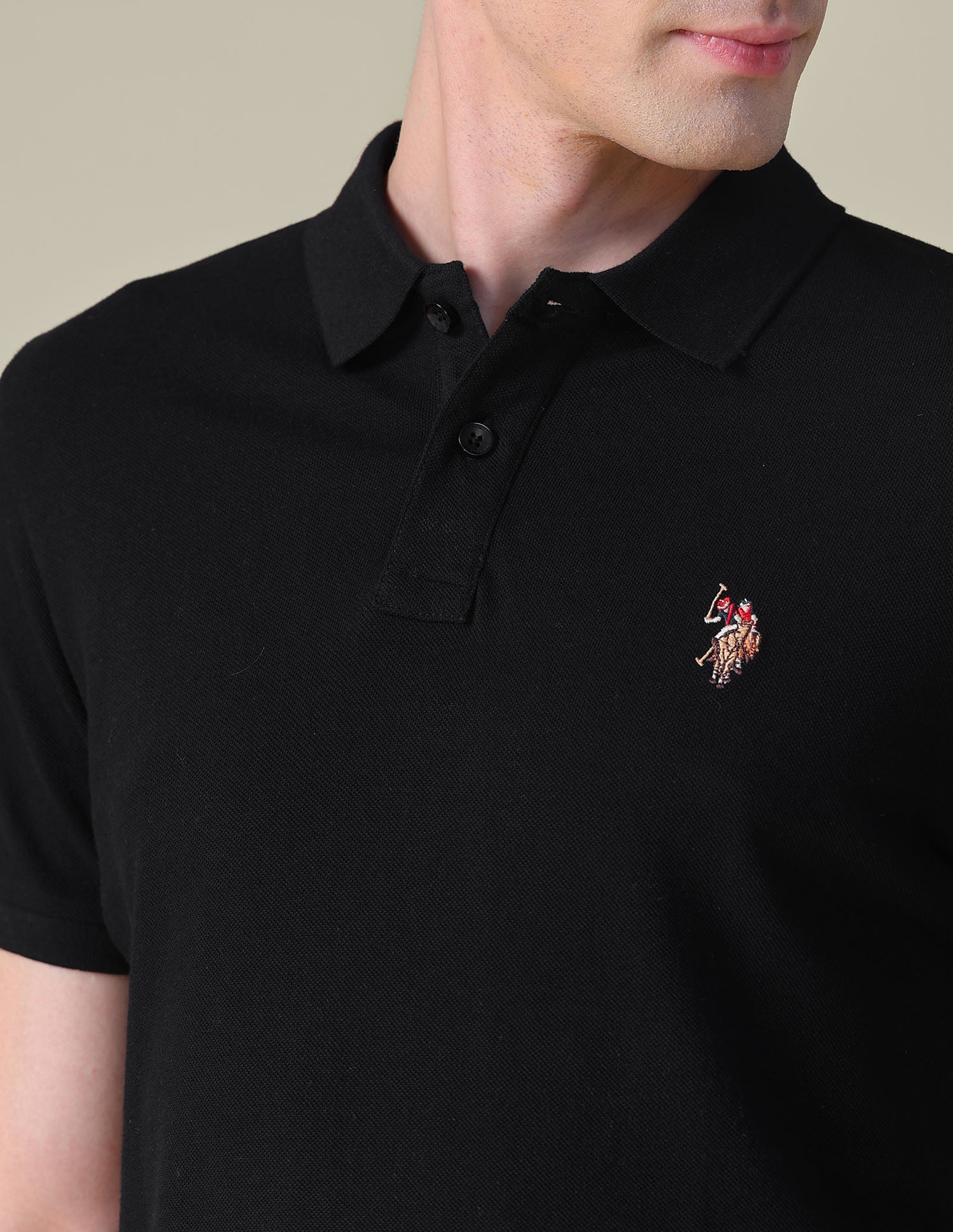 Brand Embroidered Slim Fit Polo Shirt Black - U.S. POLO ASSN. | Large