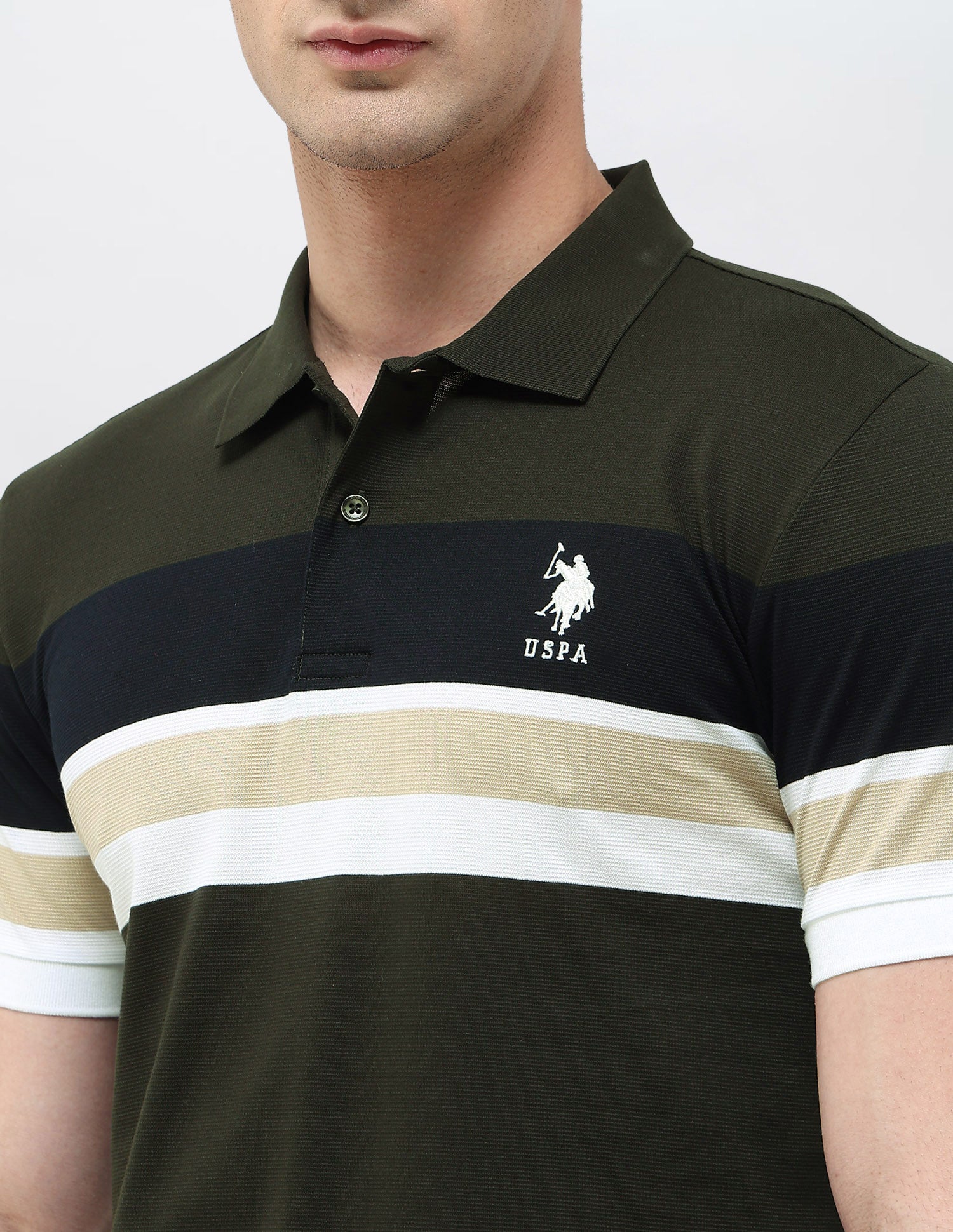 Colourblocked Slim Fit Polo Shirt Olive - U.S. POLO ASSN. | Large