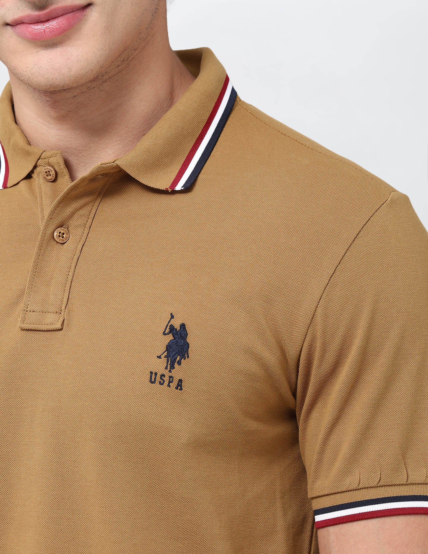 Solid Regular Fit Polo Shirt Mustard - U.S. Polo Assn. India | Large