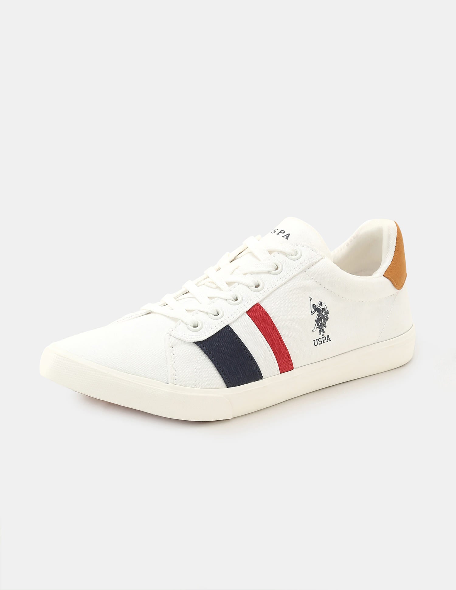 Men Striped Round Toe Abor 5.0 Sneakers Off White - U.S. Polo Assn. India | Large