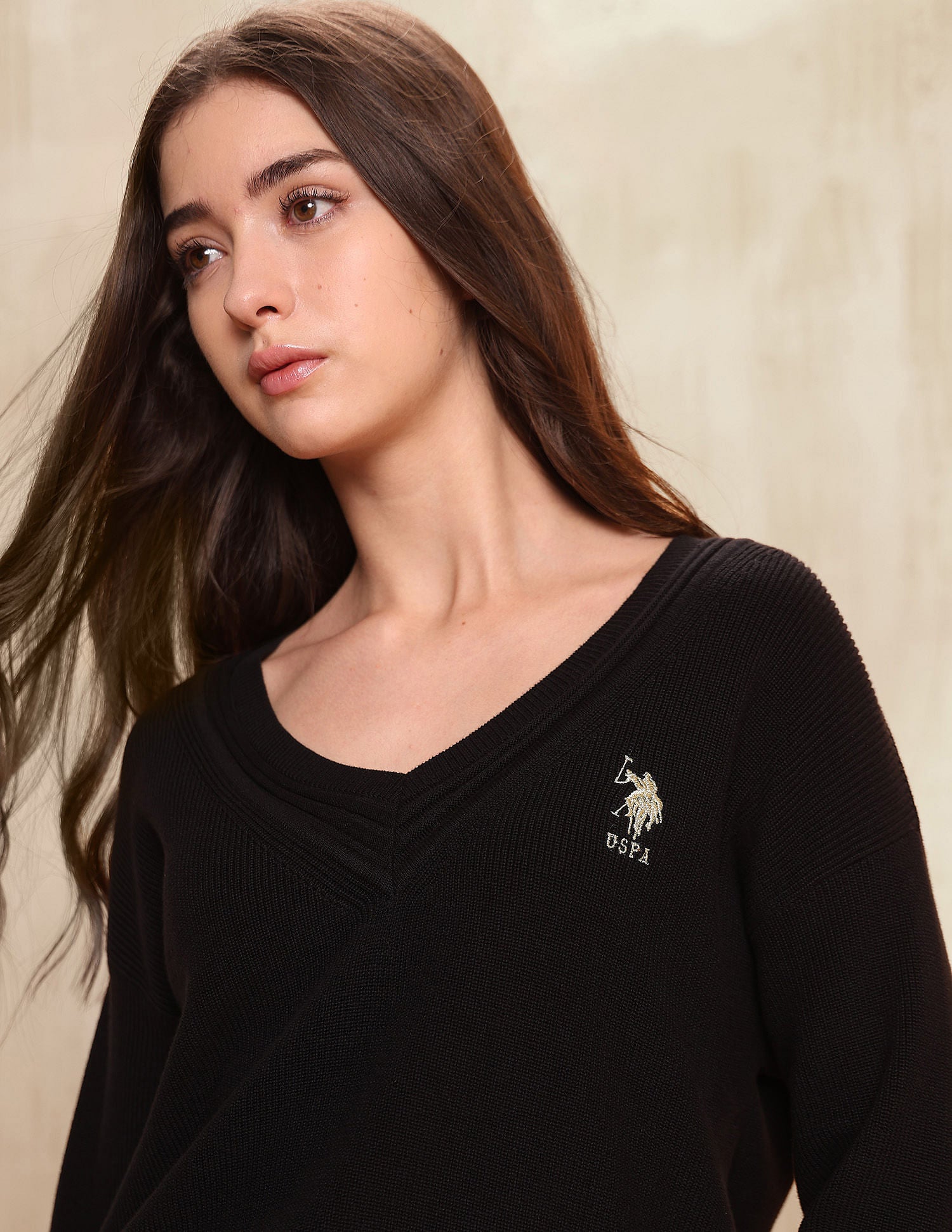 Relaxed Fit Solid Sweater Black - U.S. POLO ASSN. | Large