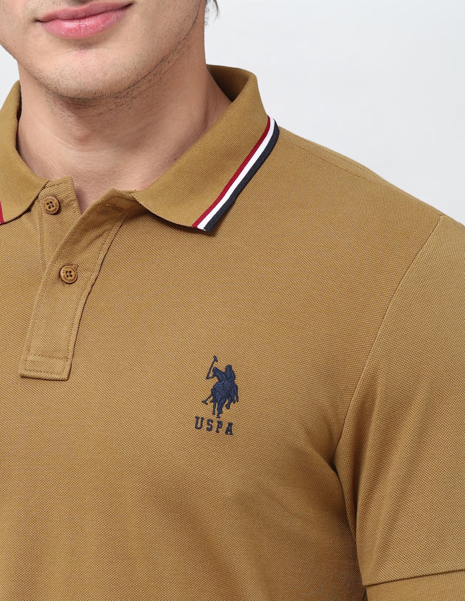 Solid Regular Fit Polo Shirt Mustard - U.S. Polo Assn. India | Large
